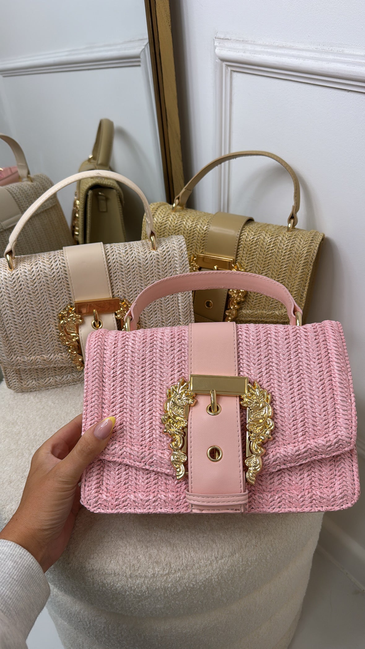 LIZZIE pink buckle detail grab bag