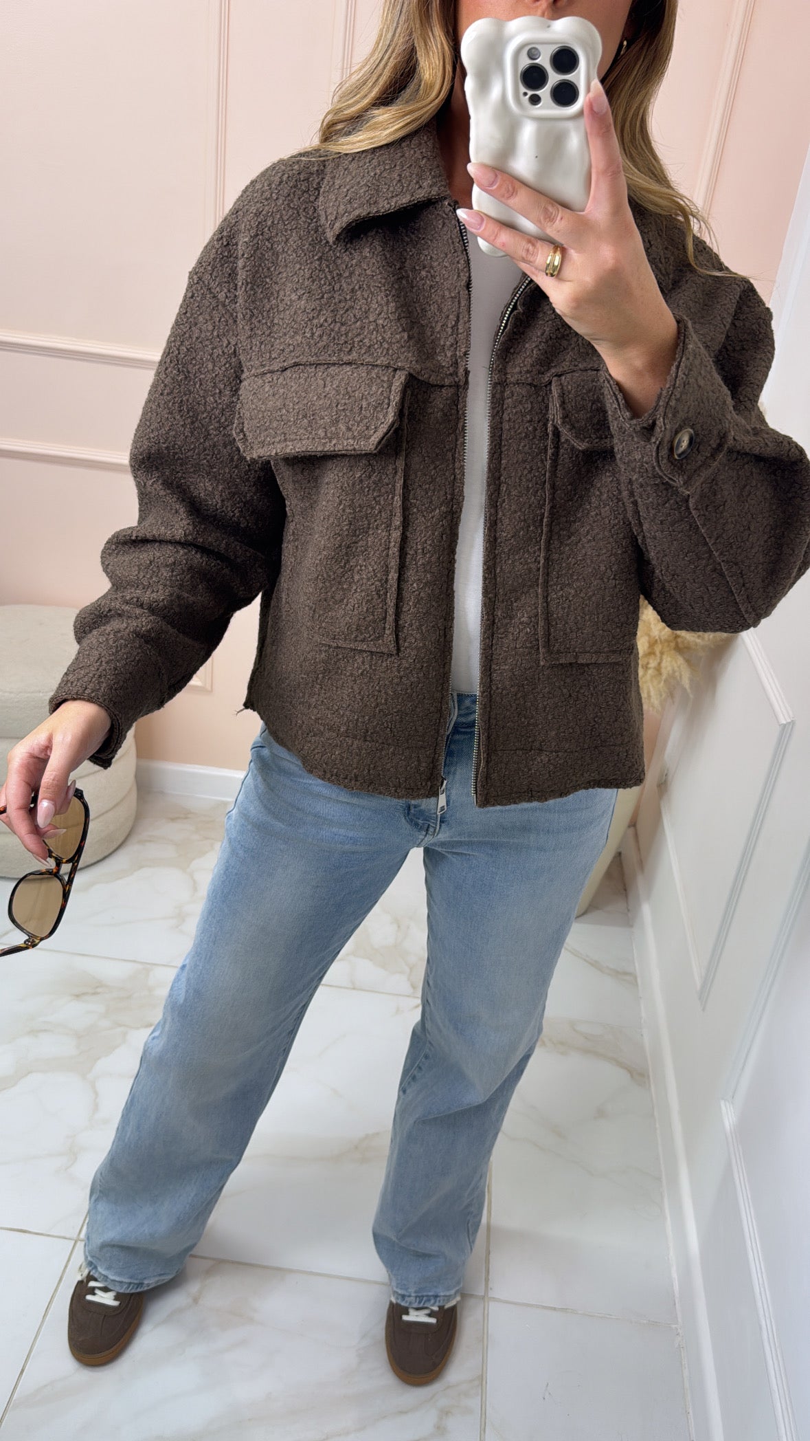 JILLIAN brown teddy utility jacket