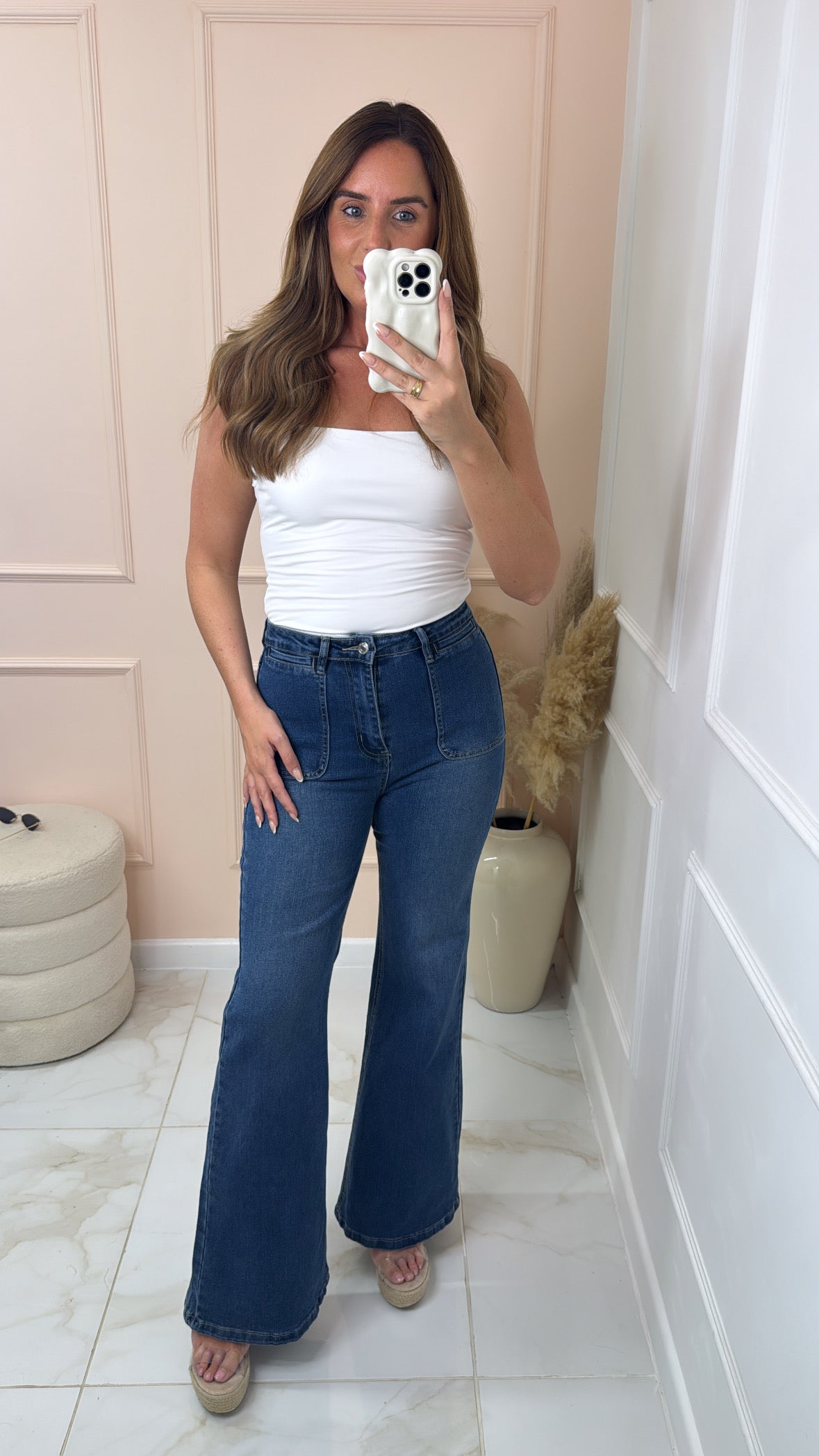 SHARNA dark wash kick flare jeans