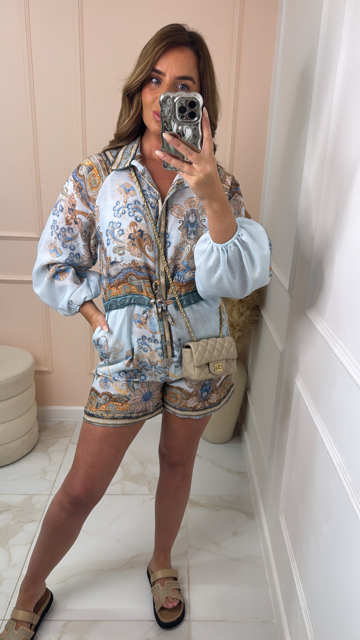LOTTIE blue paisley drawstring playsuit