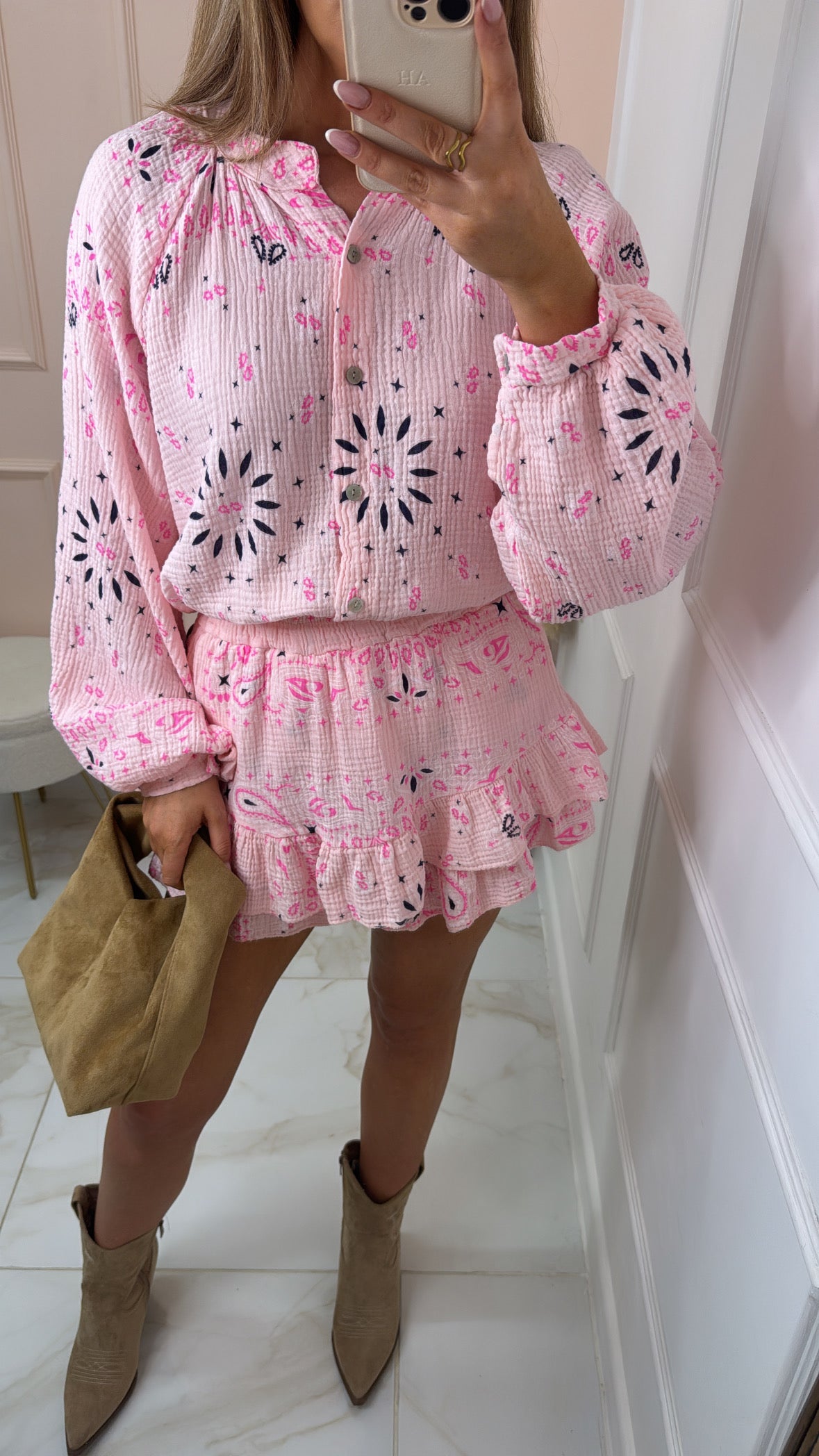 JOJO pink bandana print skort co-ord