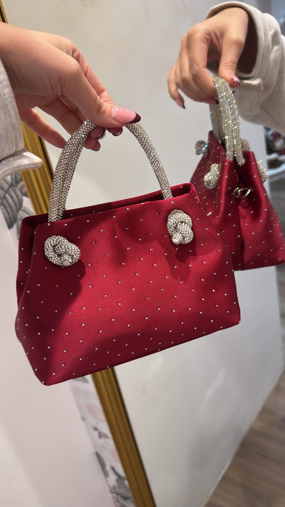 CLOE cherry red diamante grab bag