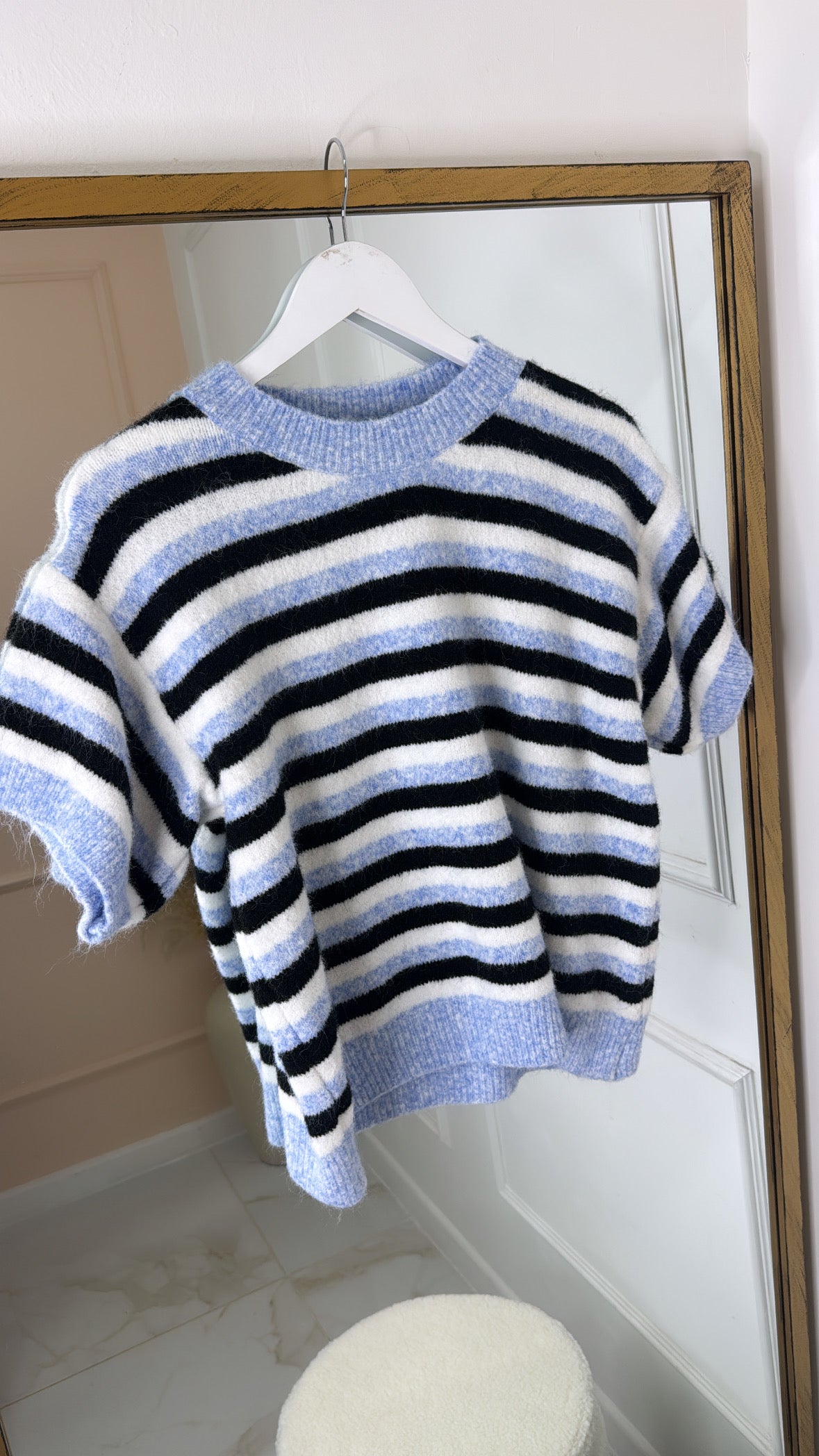 LOTTIE blue stripe short sleeve jumper
