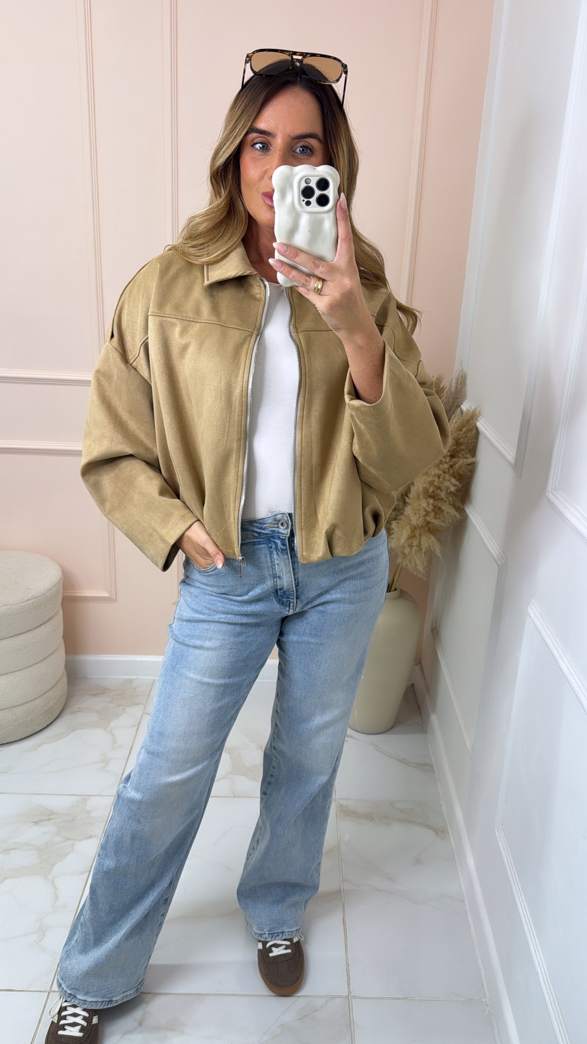 SADIE camel suede utility jacket