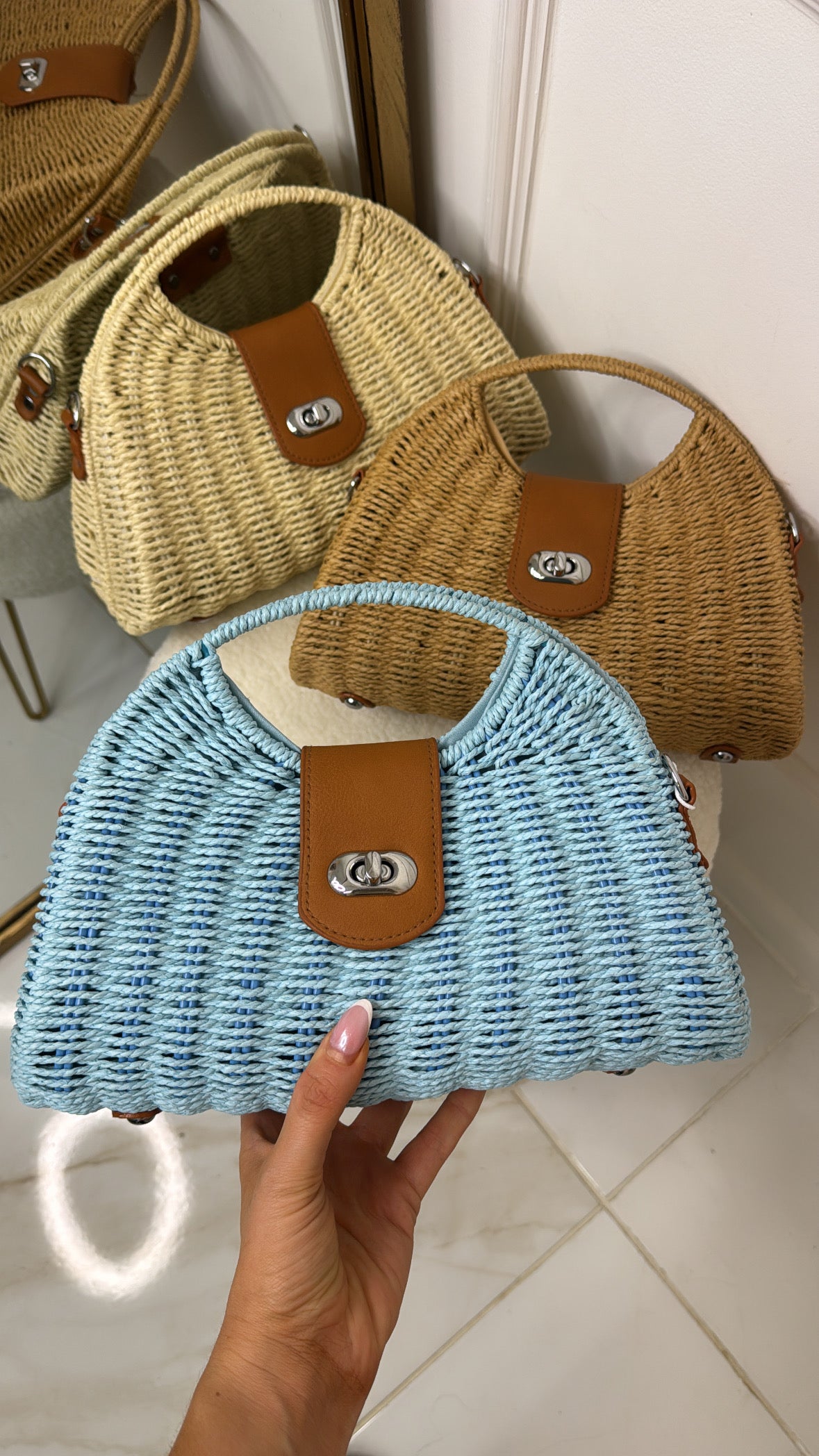 BIBI blue woven grab bag