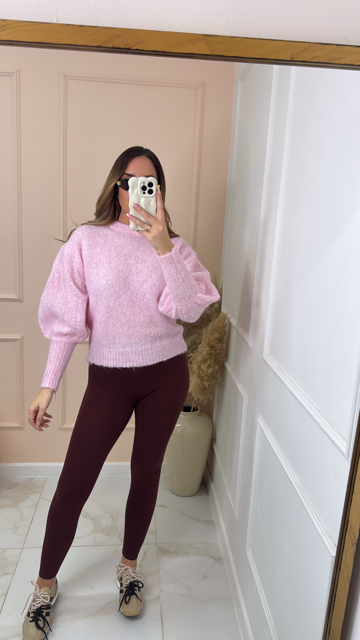 BOBBI pink puff sleeve jumper