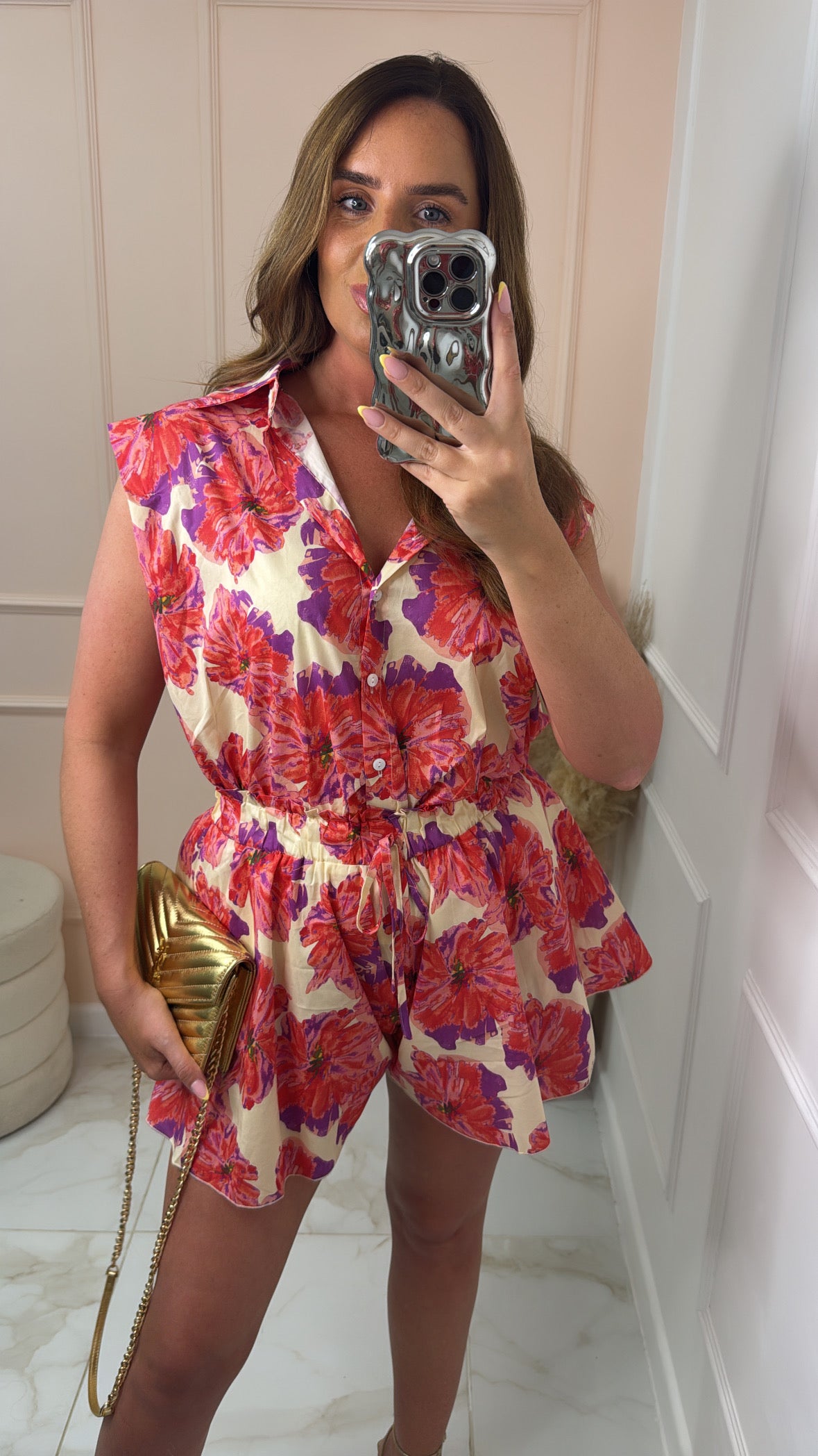 MEL coral floral print short set