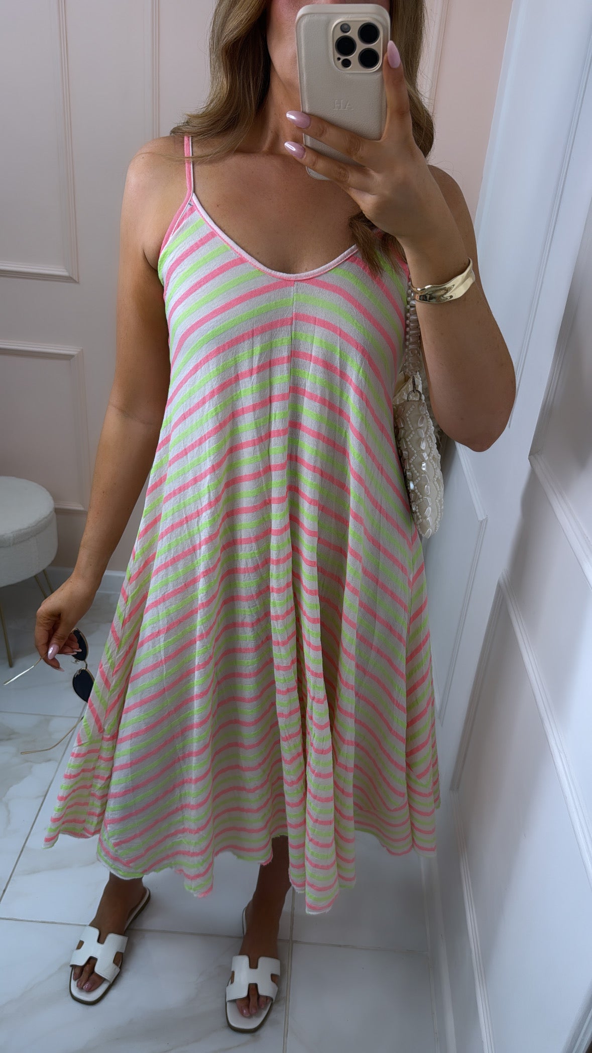 LORI pink stripe maxi dress