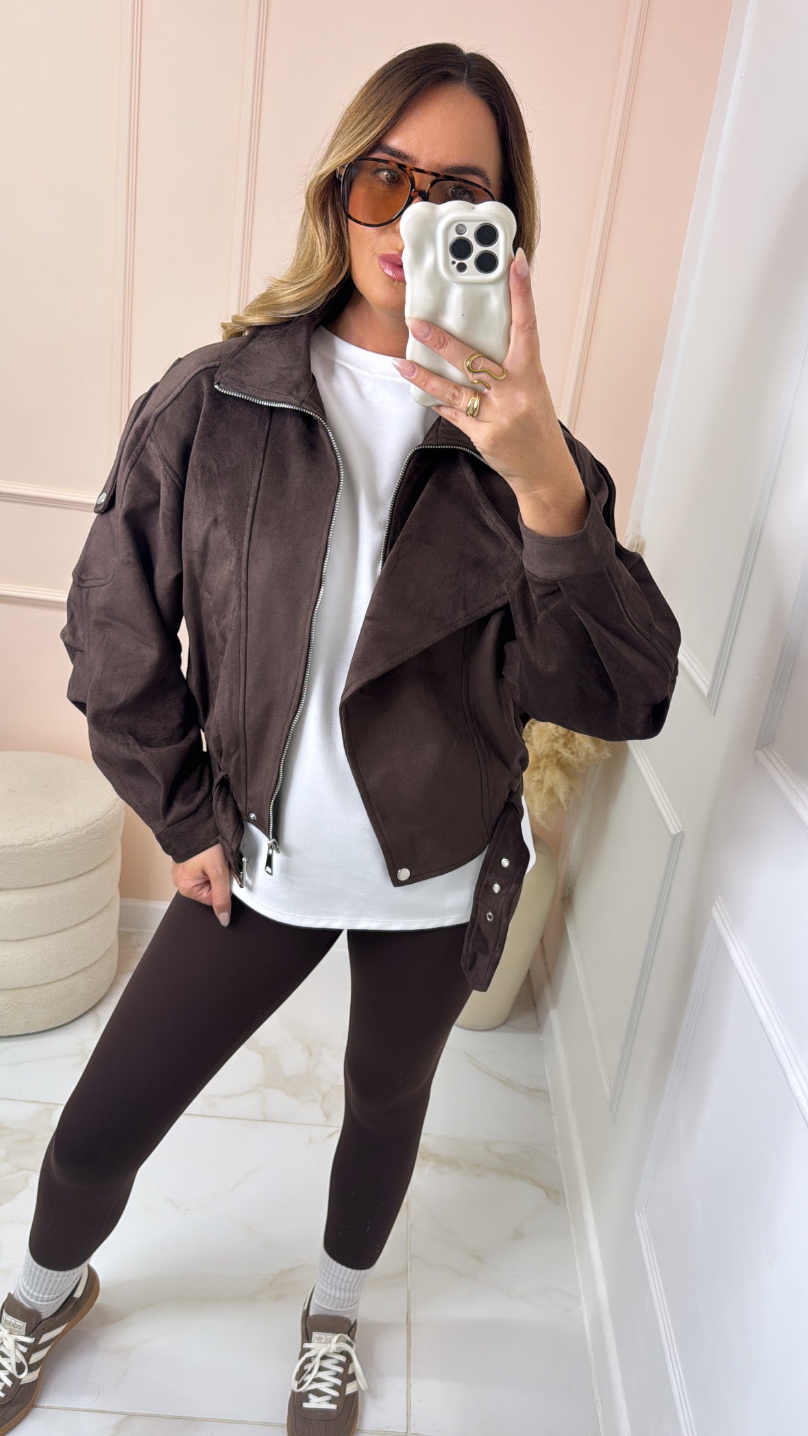 CIARA brown suede biker jacket