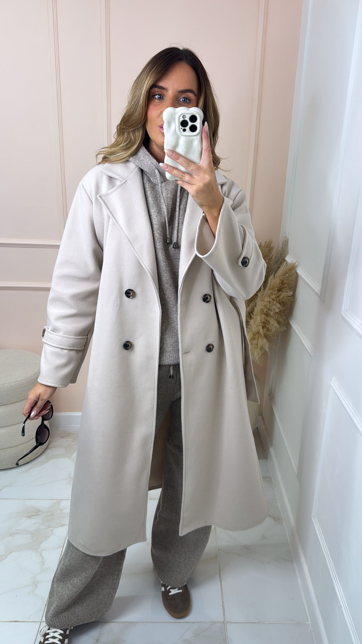 MORGAN beige collar belted trench coat