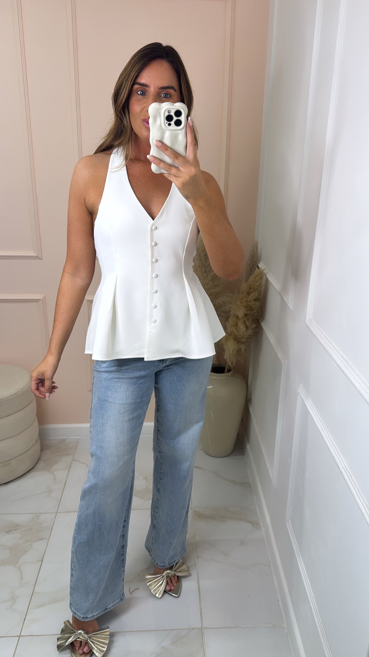 CORA white peplum halter waistcoat