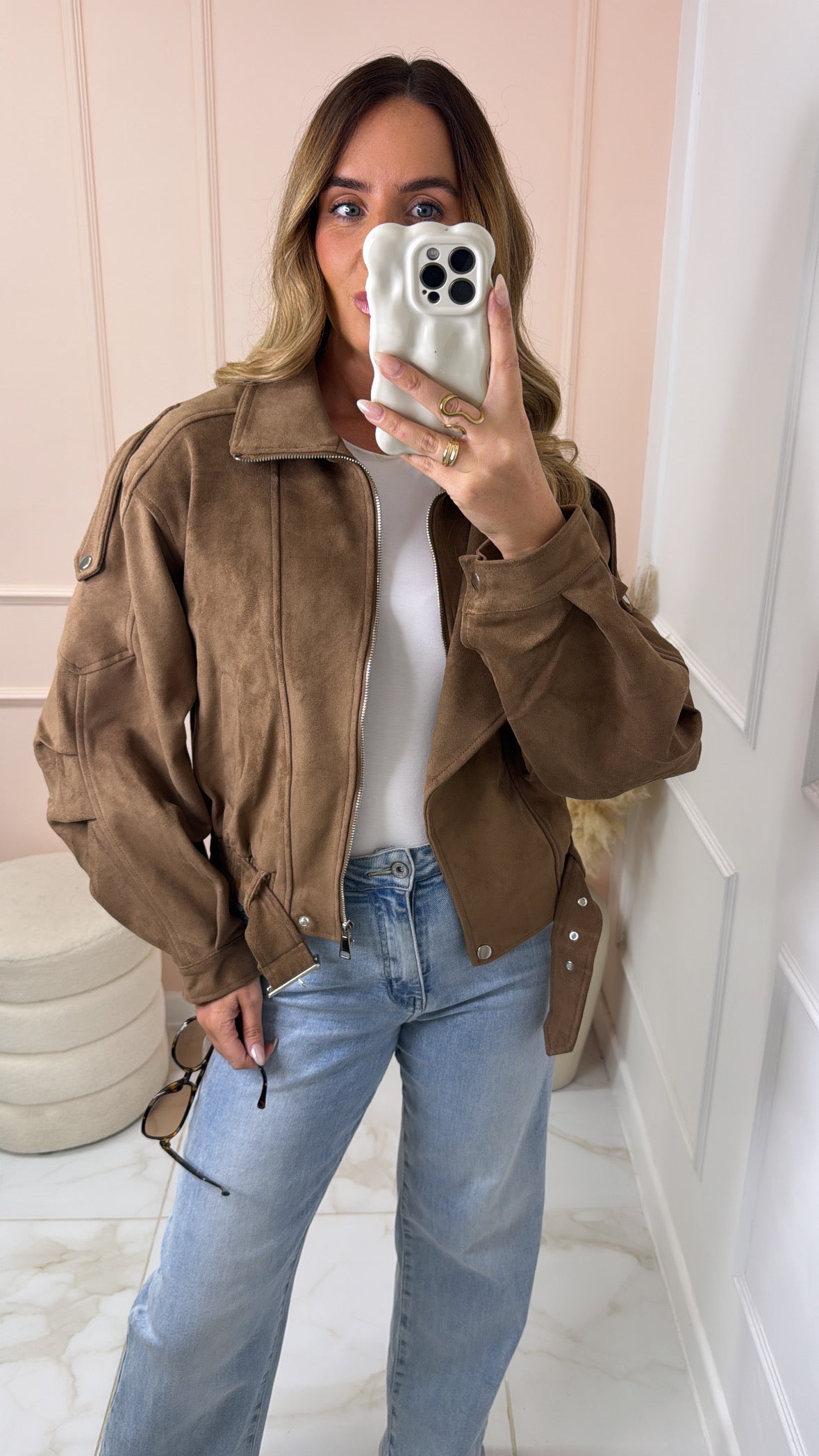 CIARA tan suede biker jacket