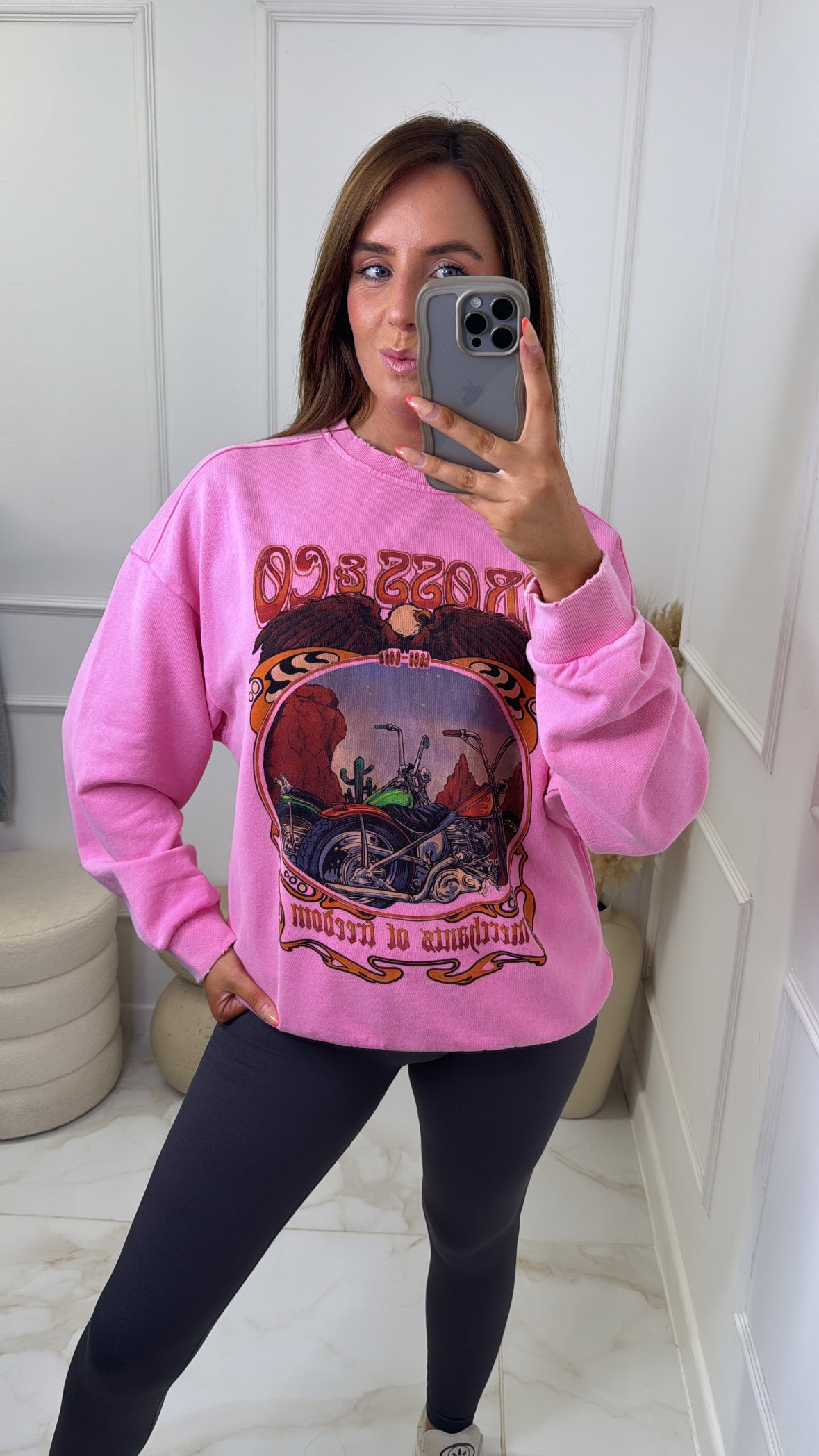 BECCA pink printed sweater