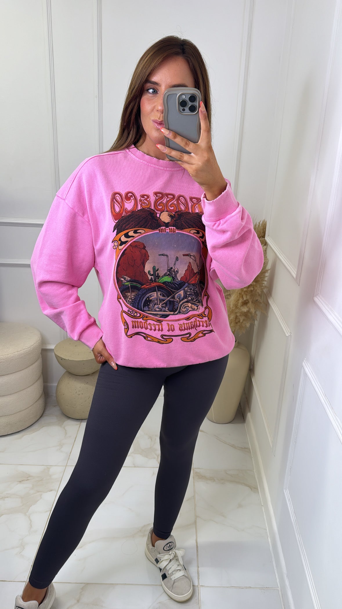 BECCA pink printed sweater