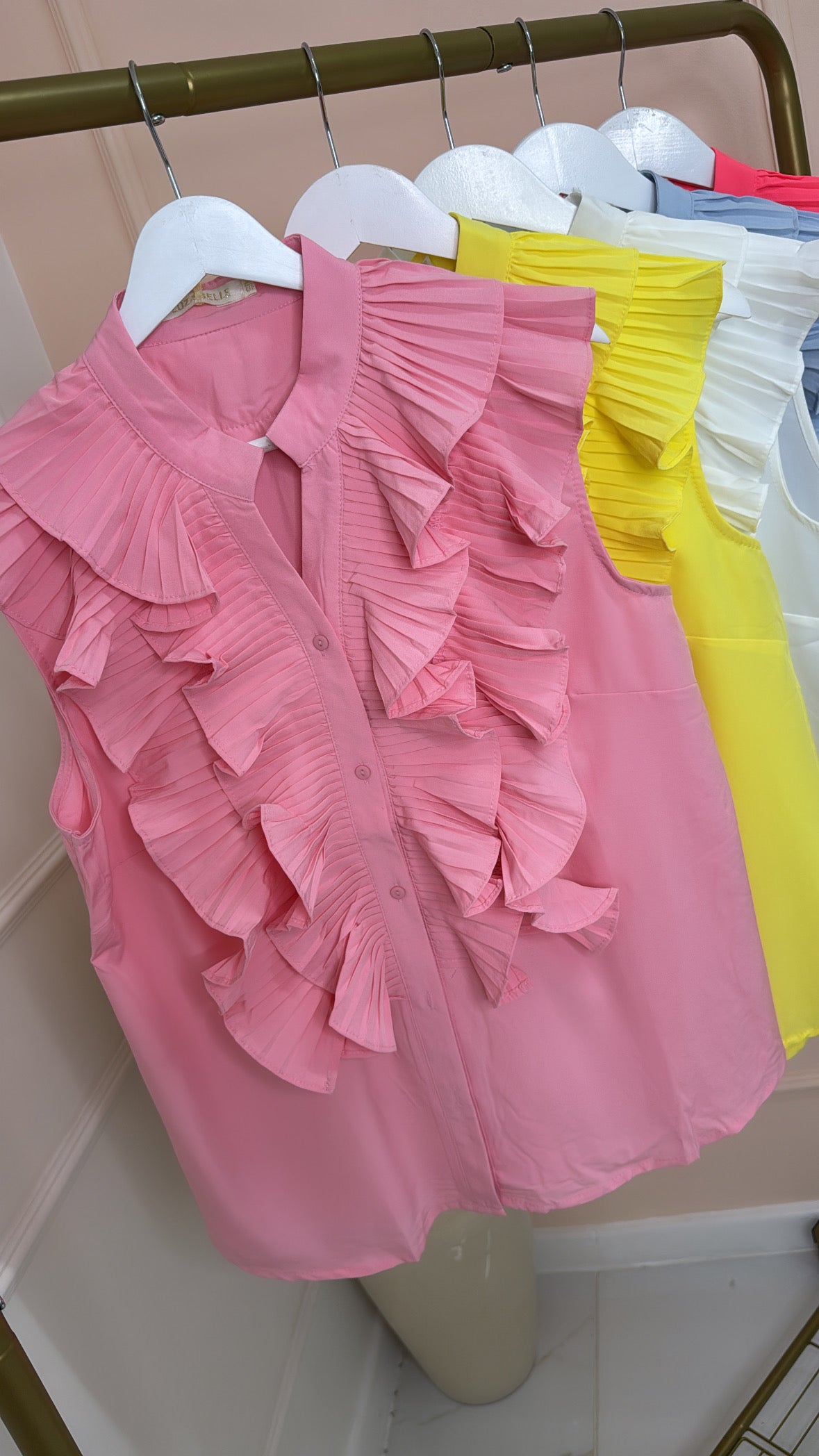 NADIA pink ruffle sleeveless blouse