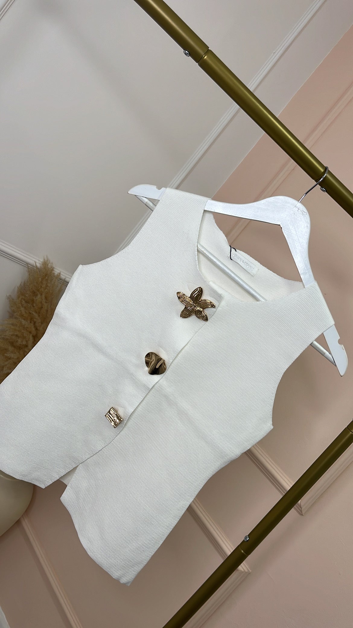 ALINA white starfish button fine knit waistcoat