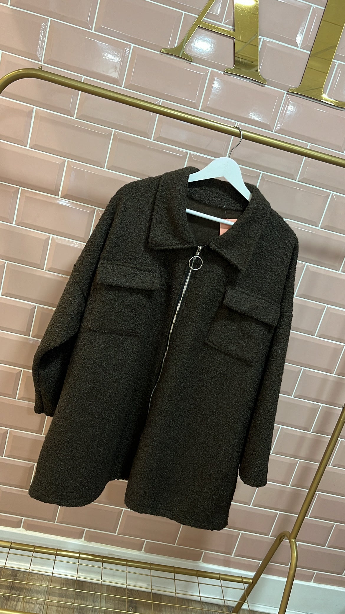 KATY brown teddy zip up jacket
