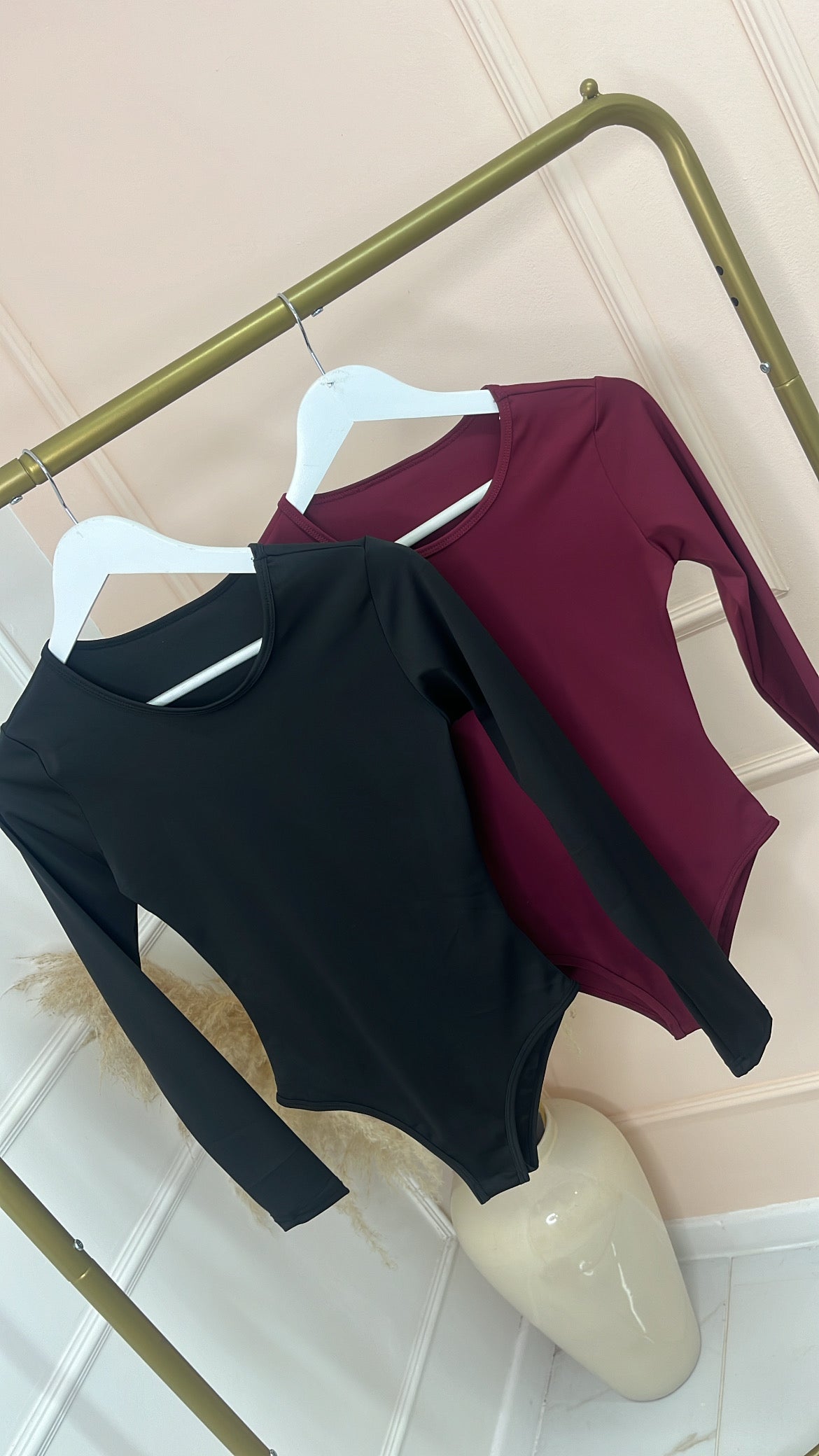 ERIN burgundy slinky long sleeve bodysuit