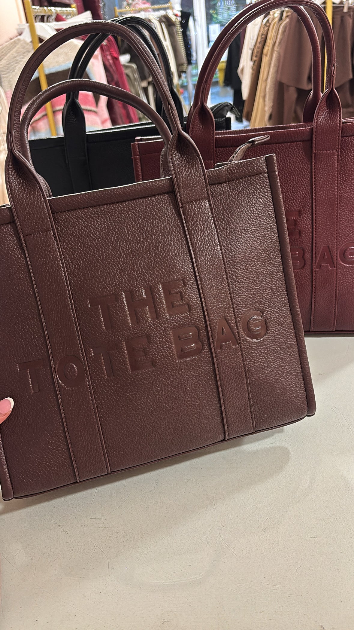 MABEL dark brown large tote bag