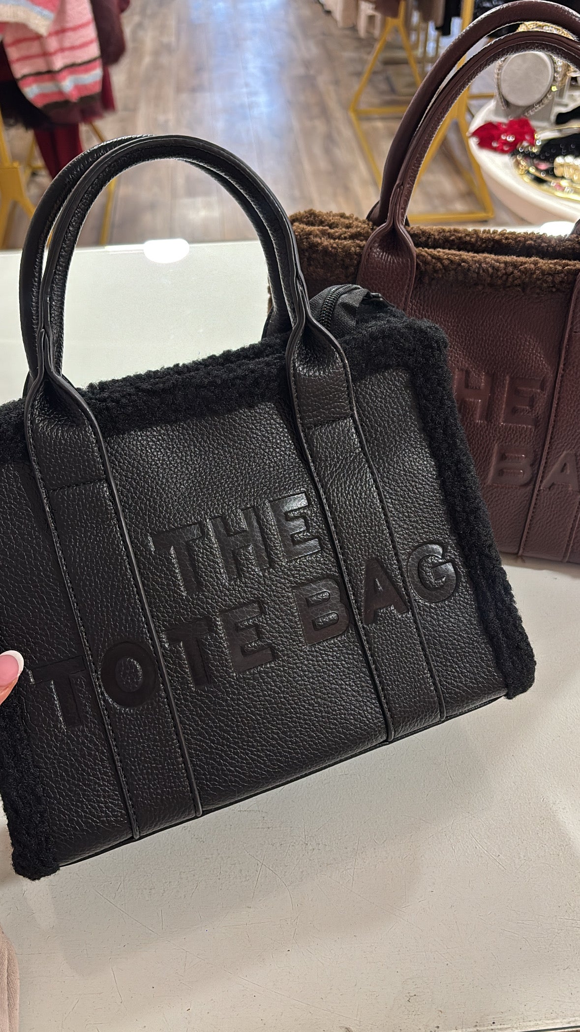 MEL black fluffy small tote bag