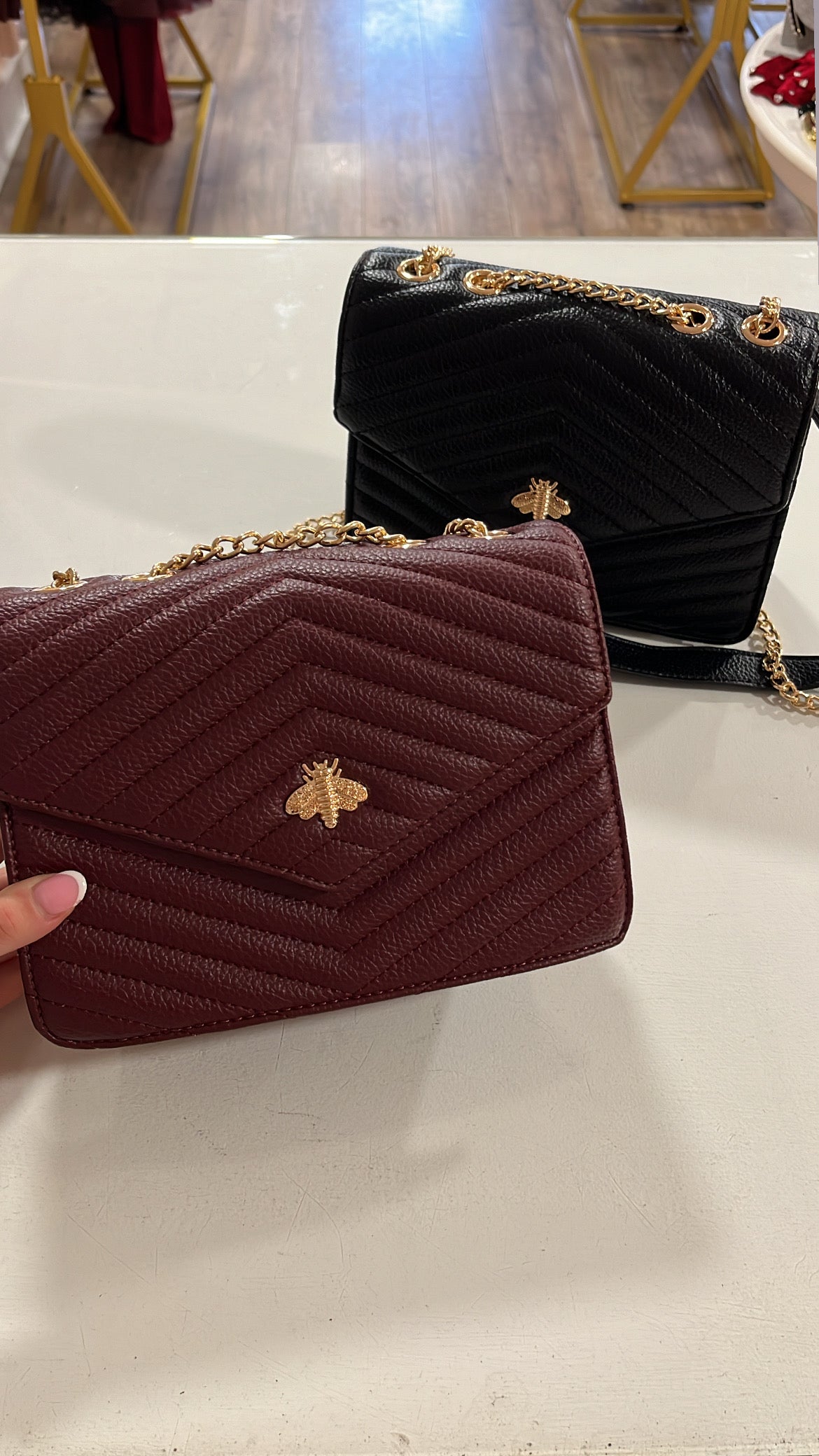 BIANCA wine bee detail crossbody bag