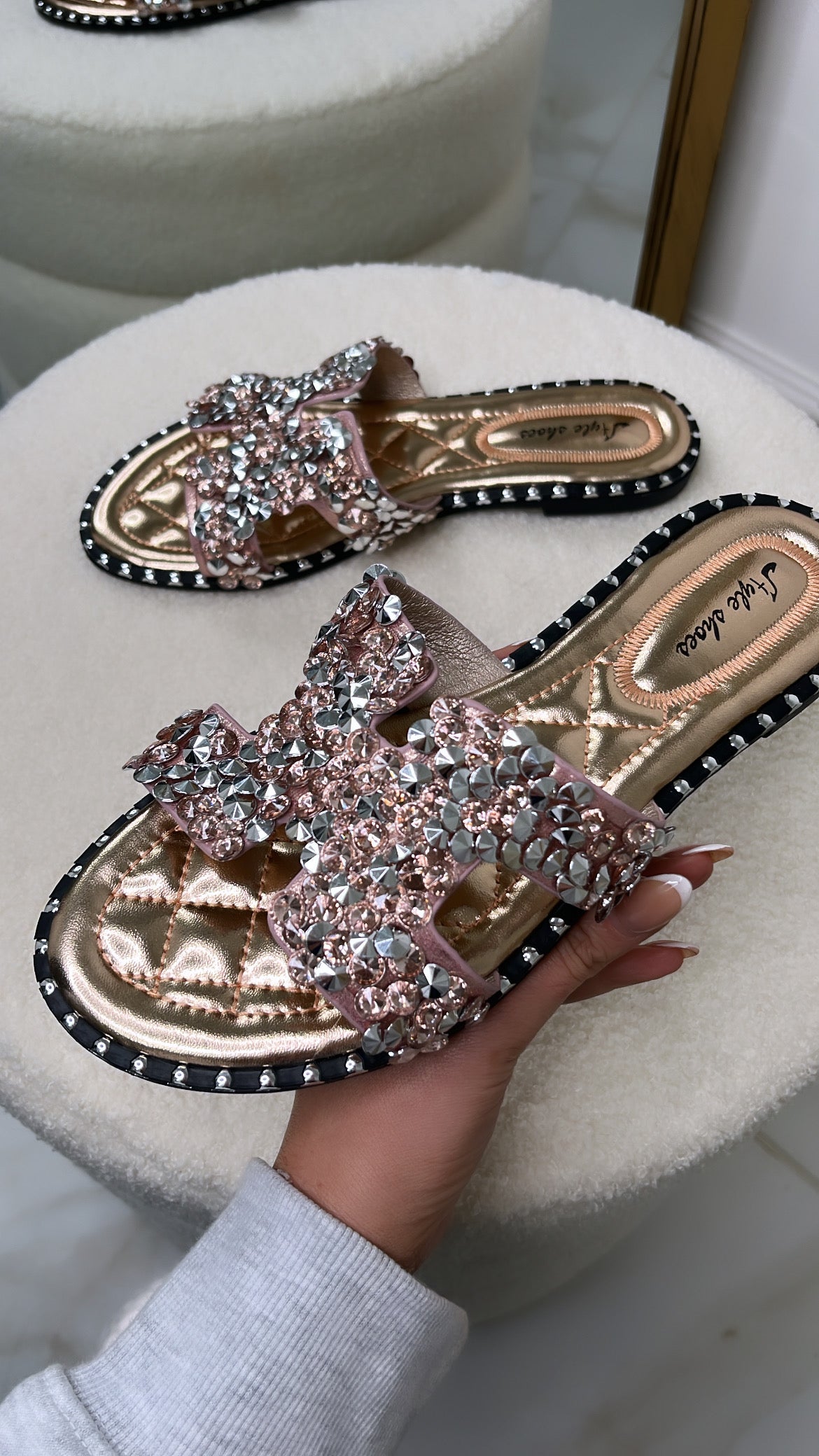 JOJO rose gold embellished sandals
