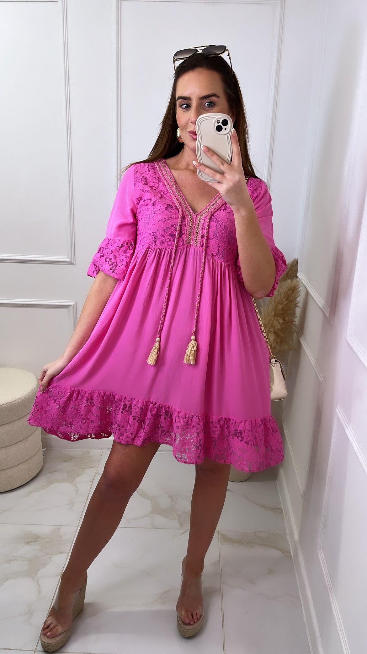 Pink boutique tassel clearance dress