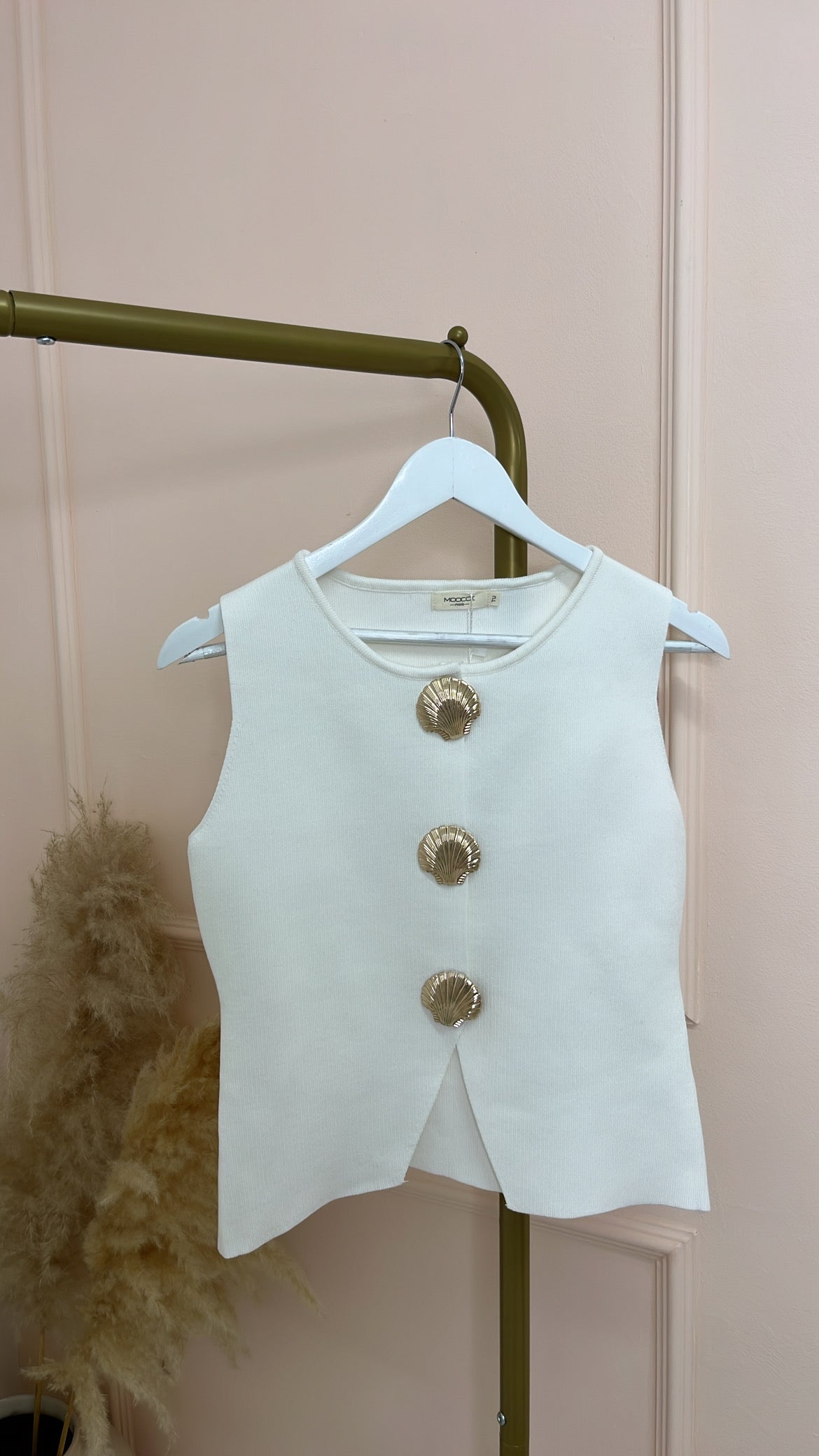 ZARA white gold shell knit waistcoat