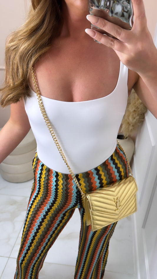 CLARA white square neck bodysuit