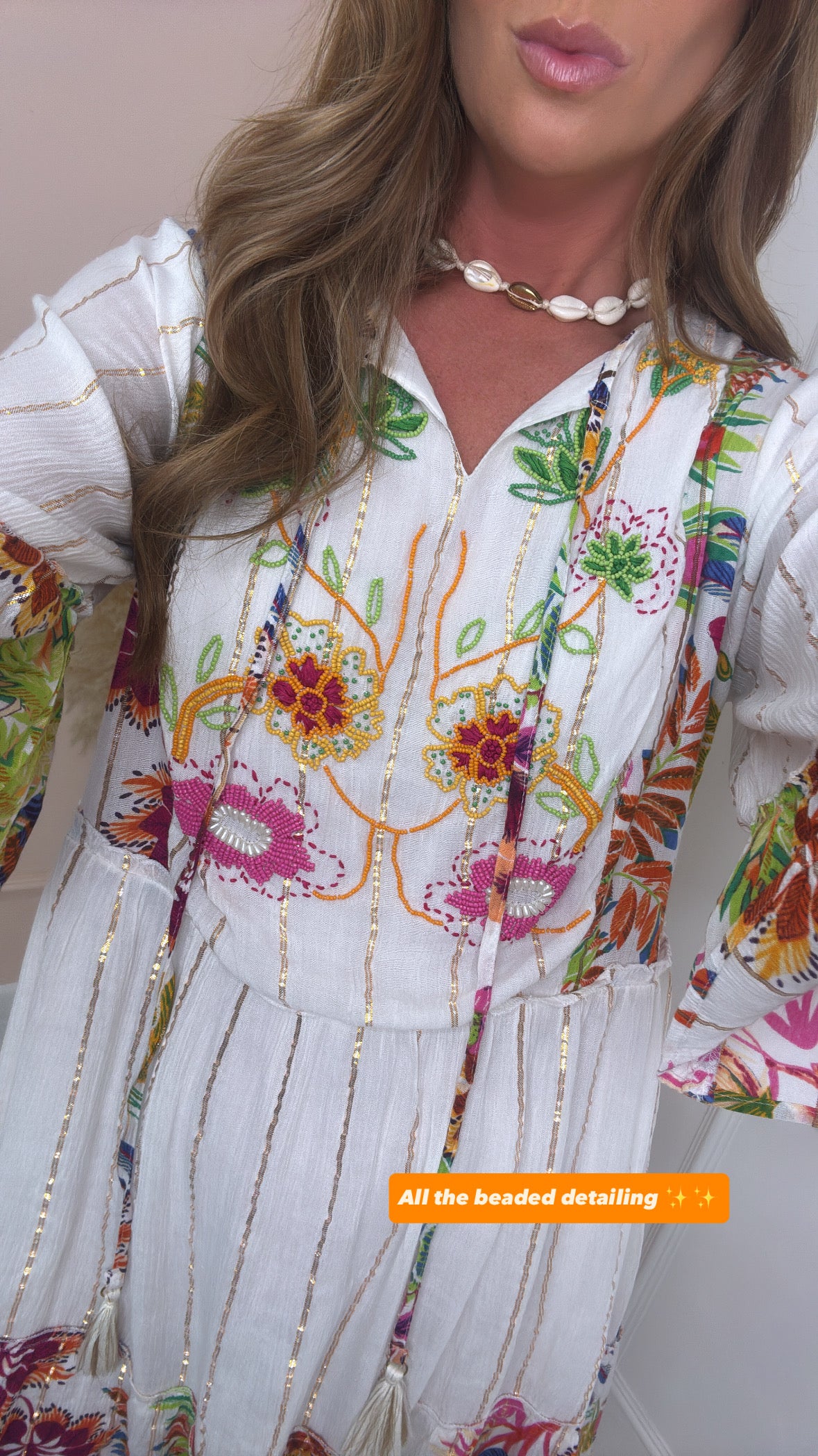 DARA white embellished smock dress