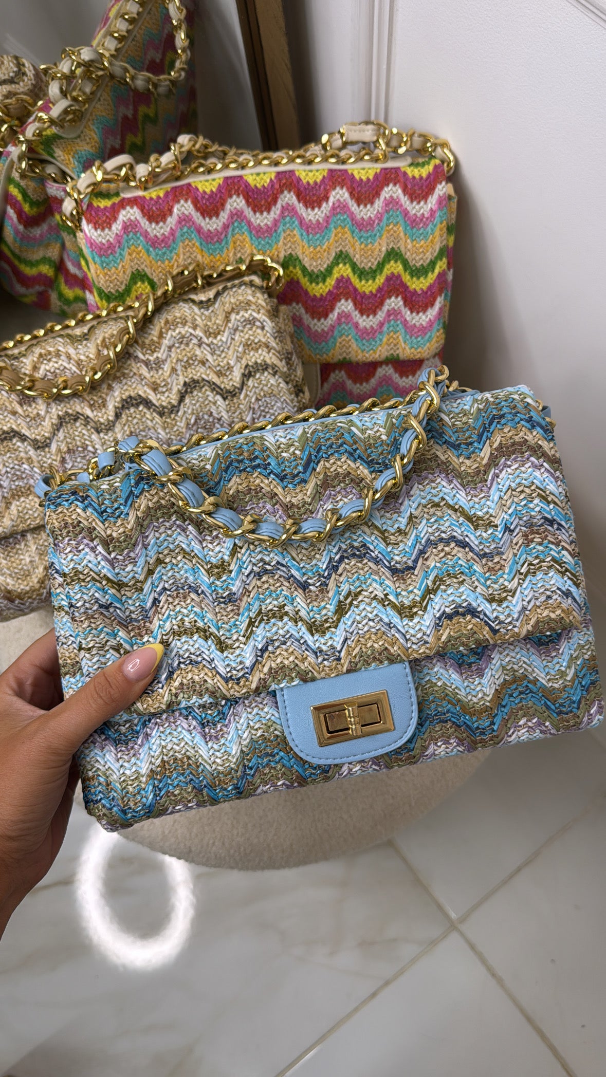 SADIE blue wave print crossbody bag