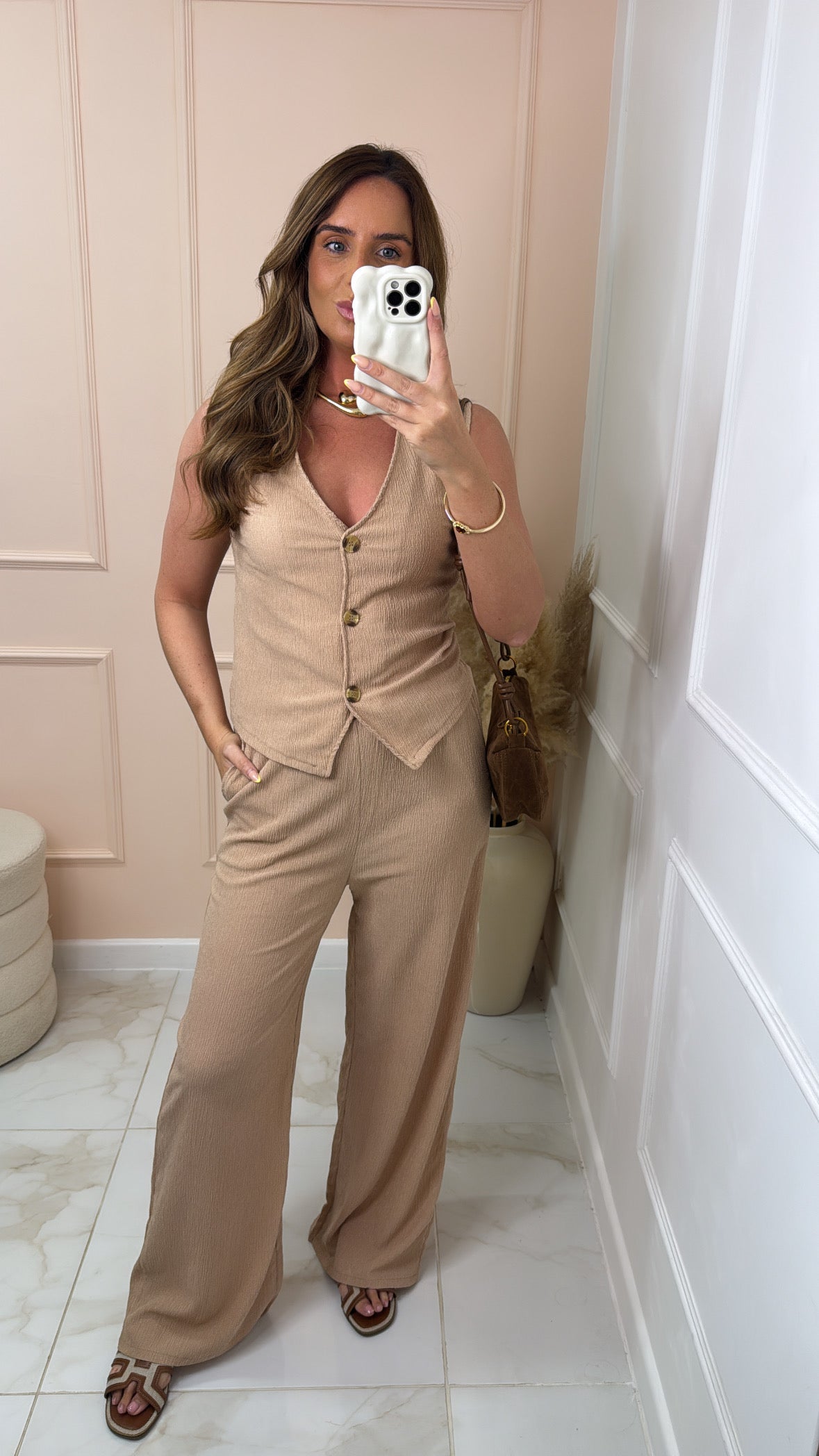 LILLIAN camel wiastcoat trouser set