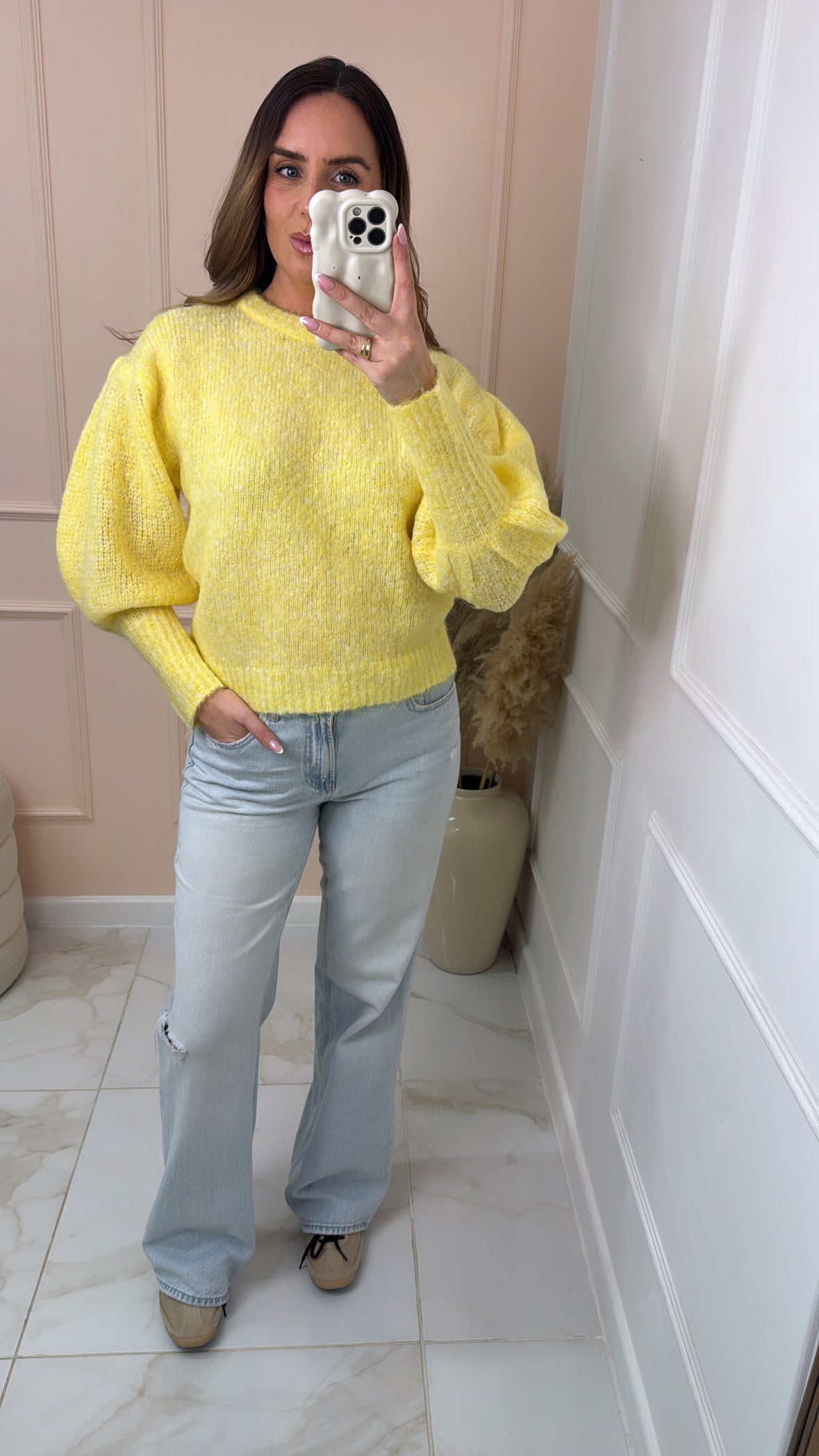 BOBBI yellow puff sleeve jumper
