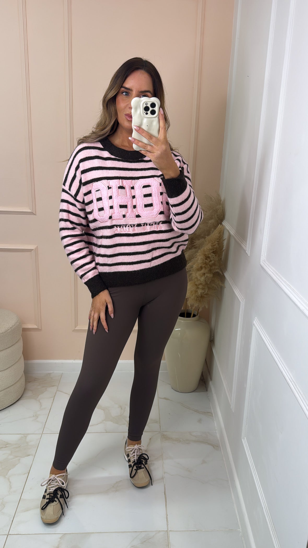 SOHO pink striped knit jumper