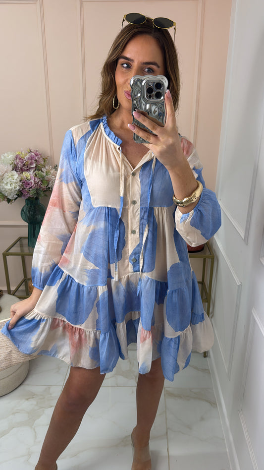 HOLLIE blue floral beach dress