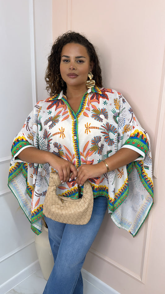 JOSIE tropical print poncho top