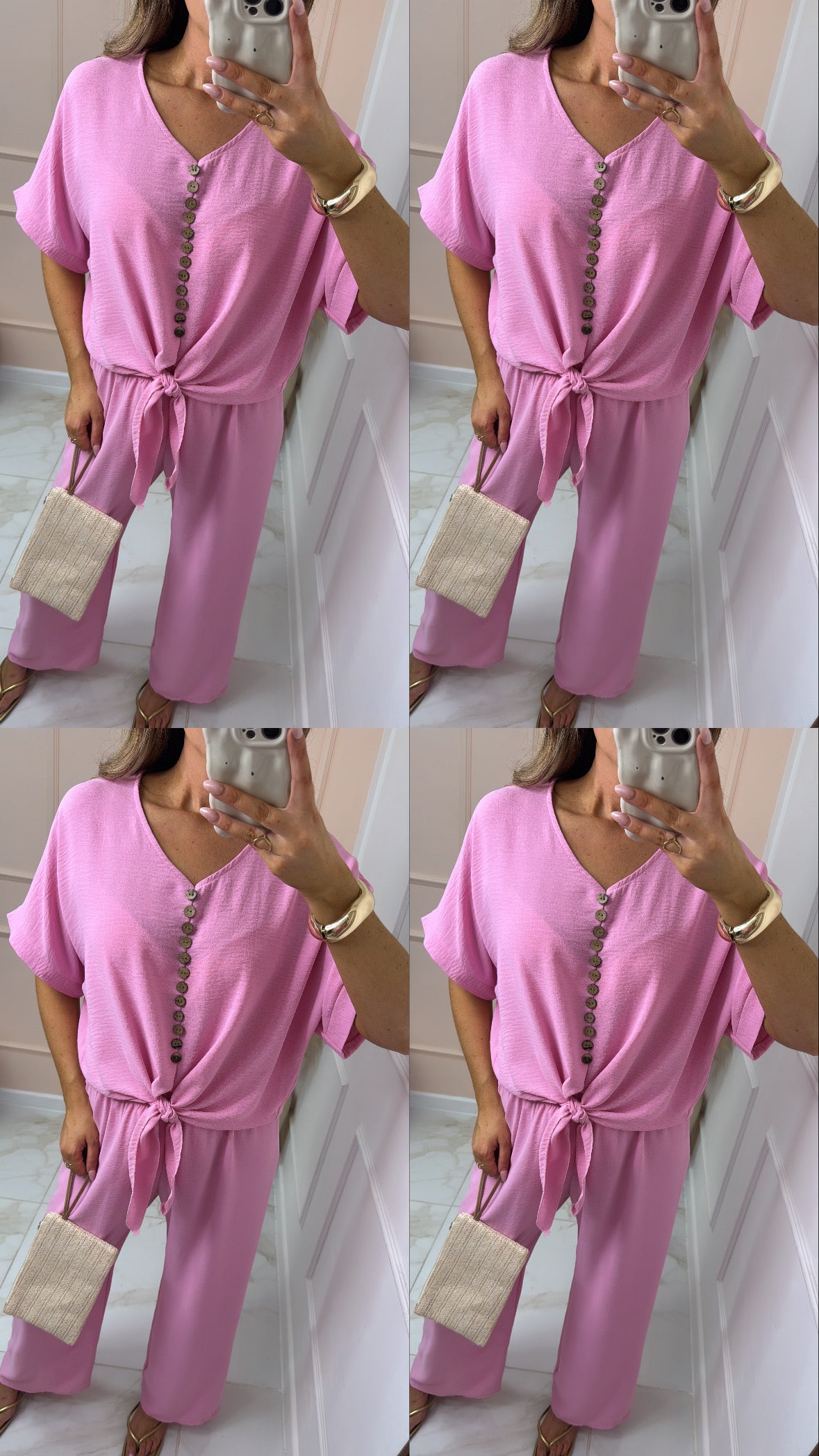 PENELOPE pink tie front trouser set