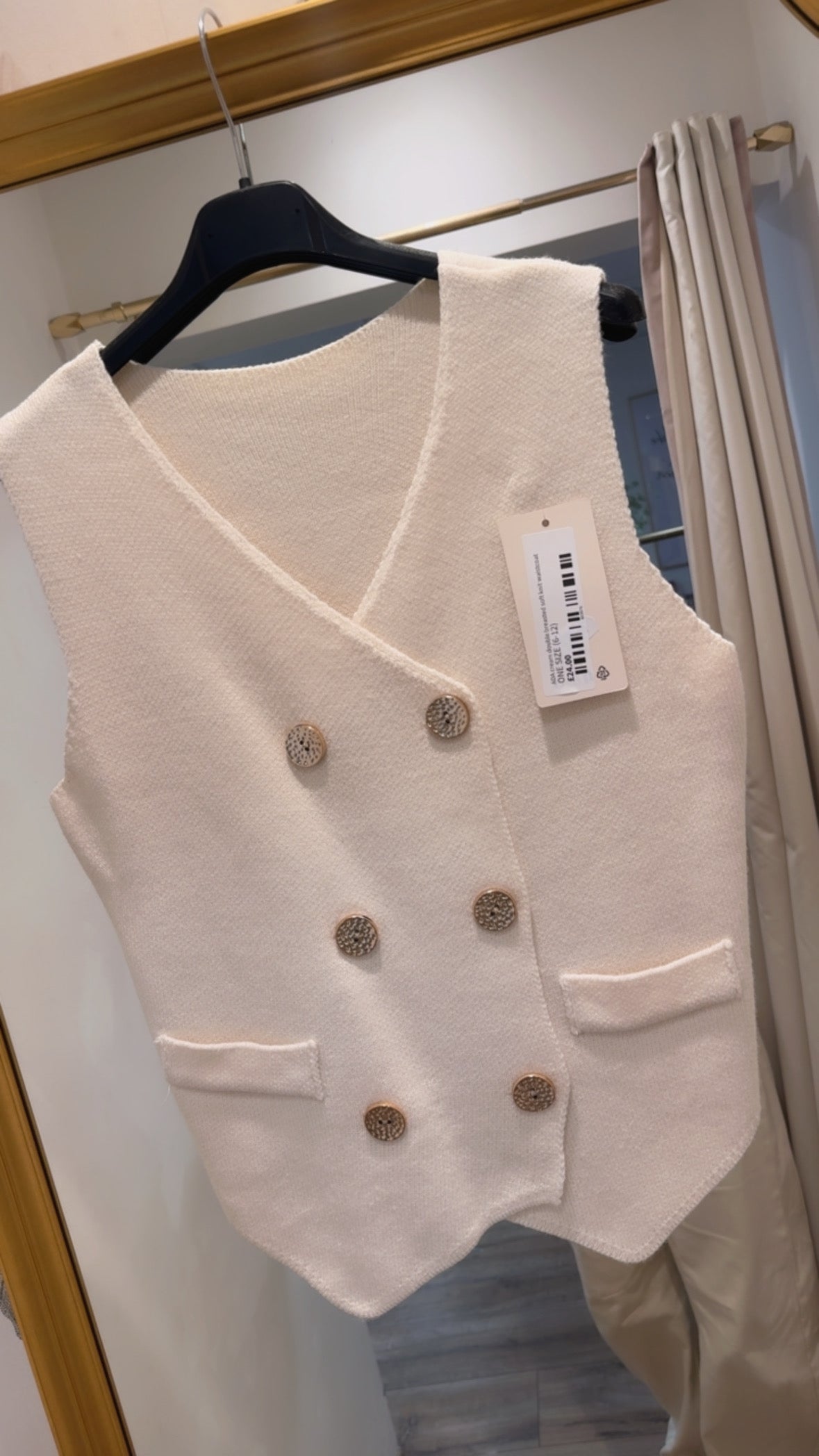 ADA cream double breasted soft knit waistcoat