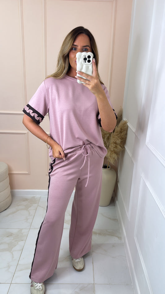 SCARLETT pink aztec side print lounge set