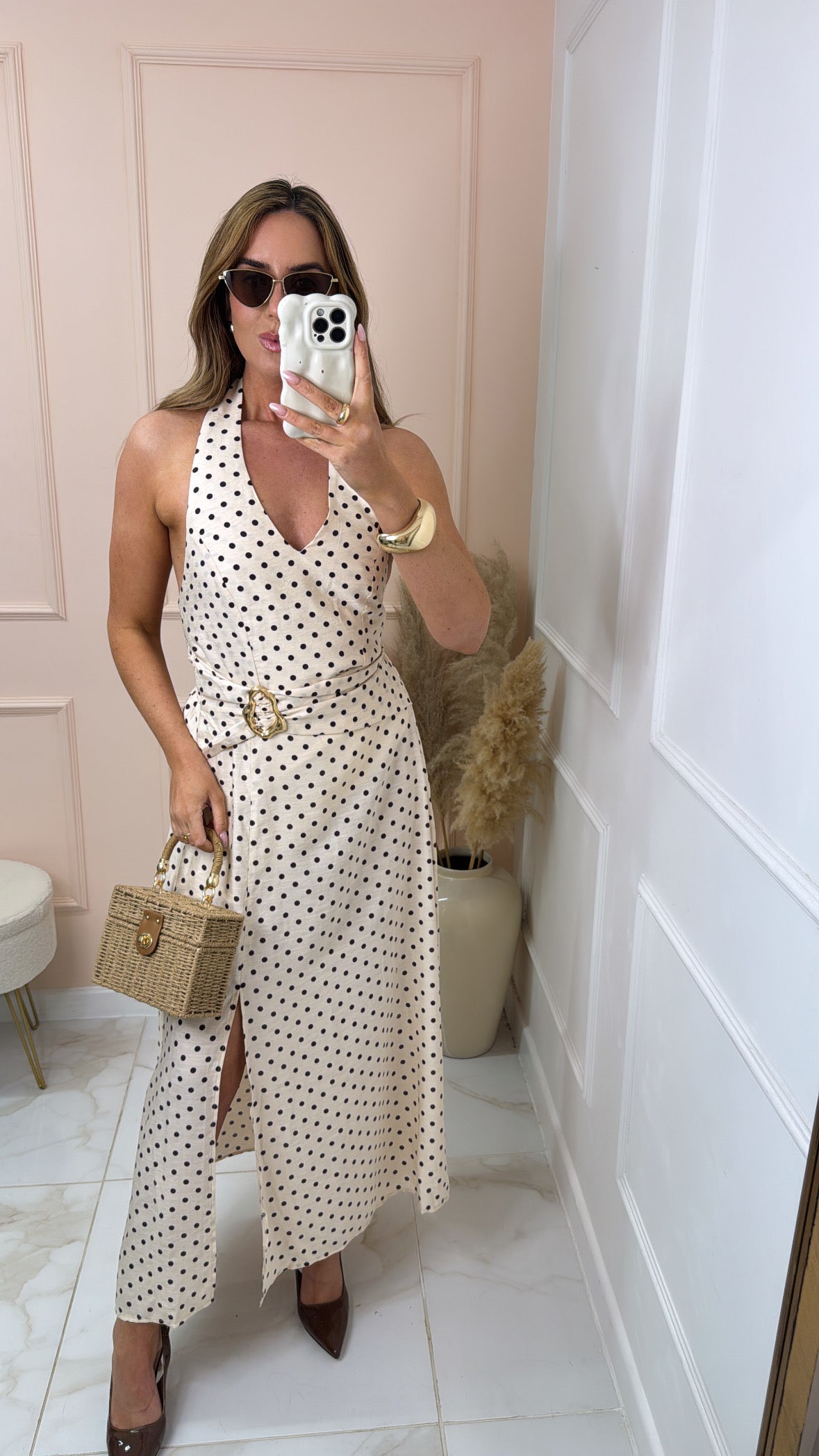 ALICE beige wicker box bag