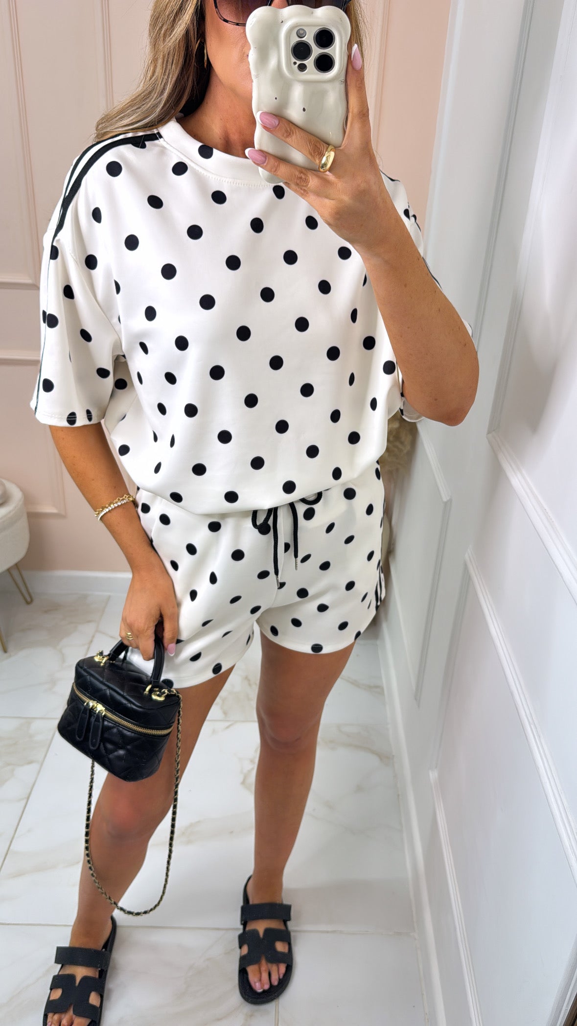 CICI white polka dot short set