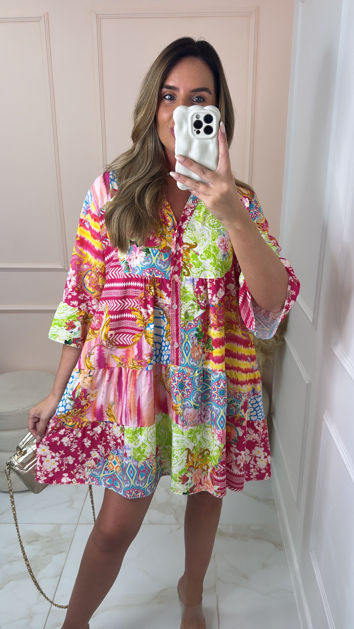 MARTHA pink paisley smock dress