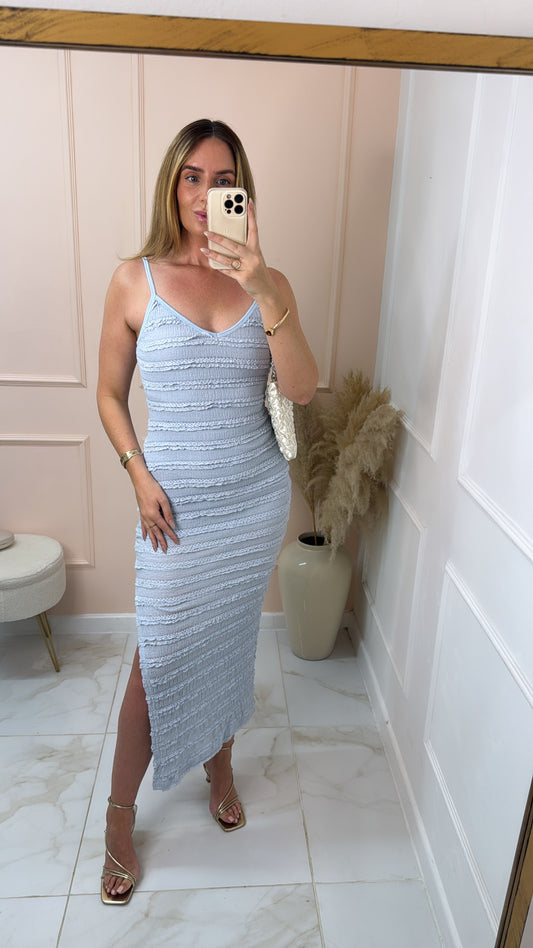 LOTTIE powder blue textured maxi dress