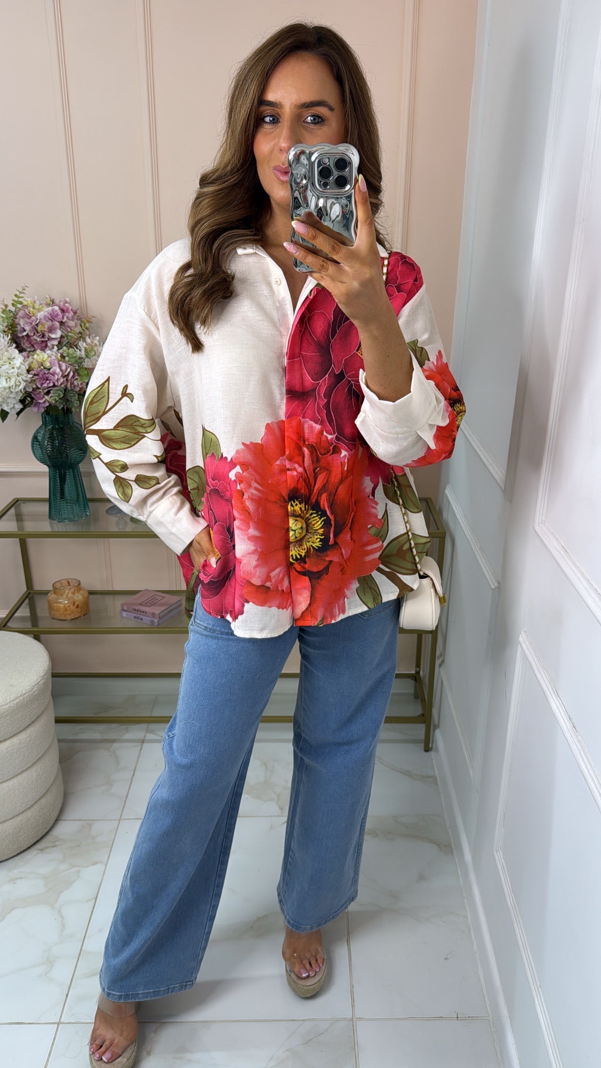 SHELBY cream floral oversized shirt