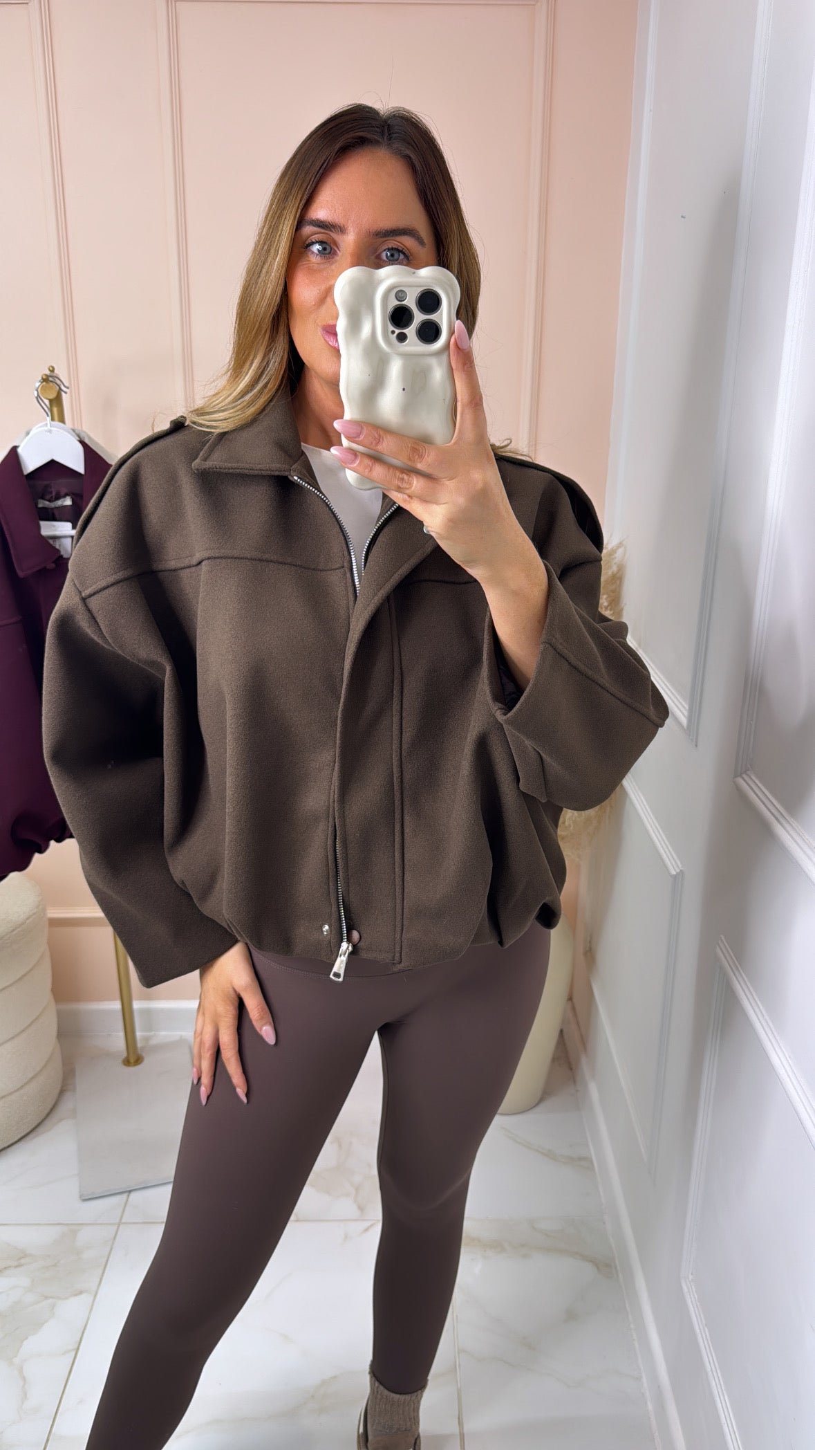 NALA brown boxy bomber jacket