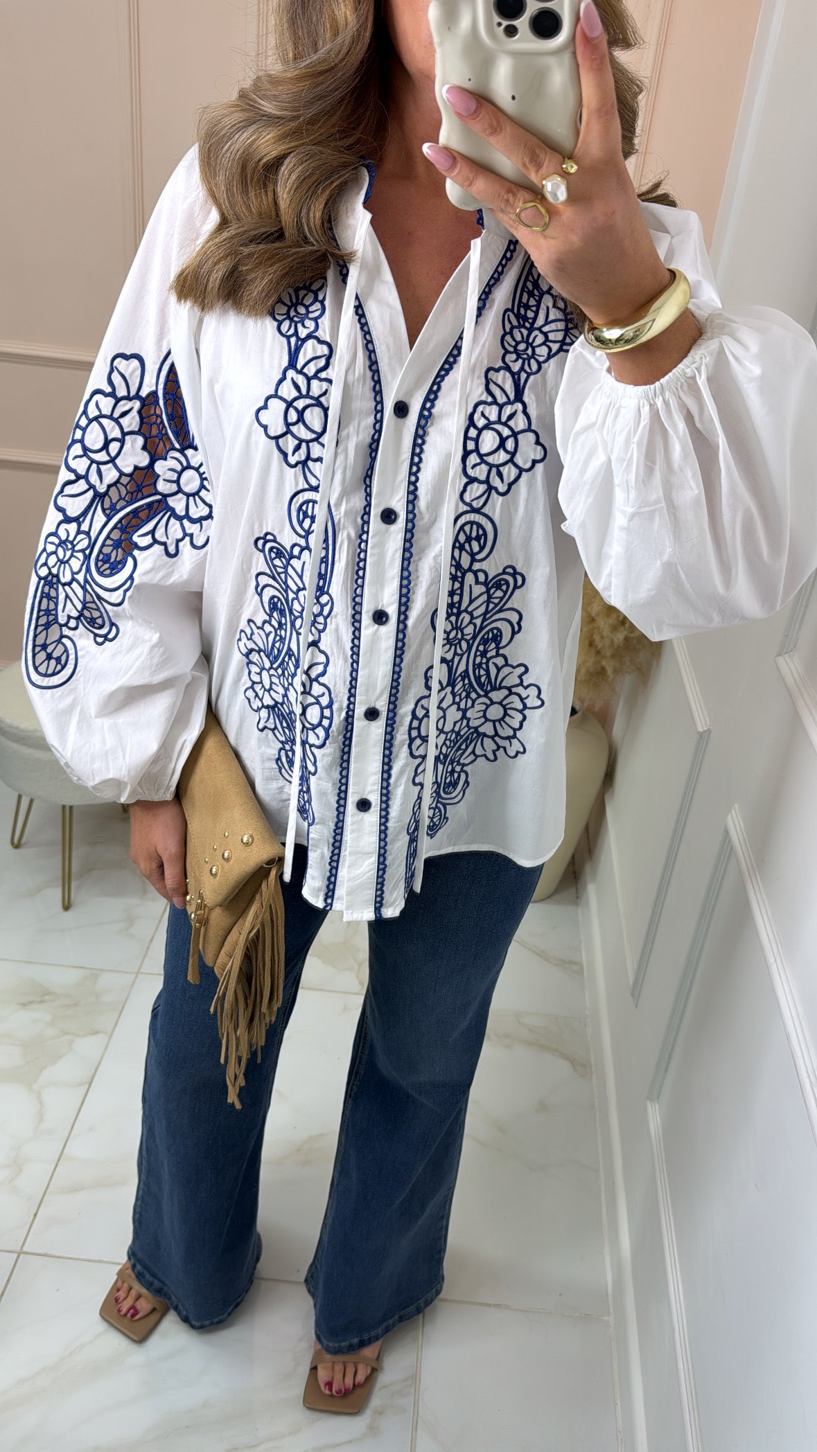 LOLA white embroidered blouse