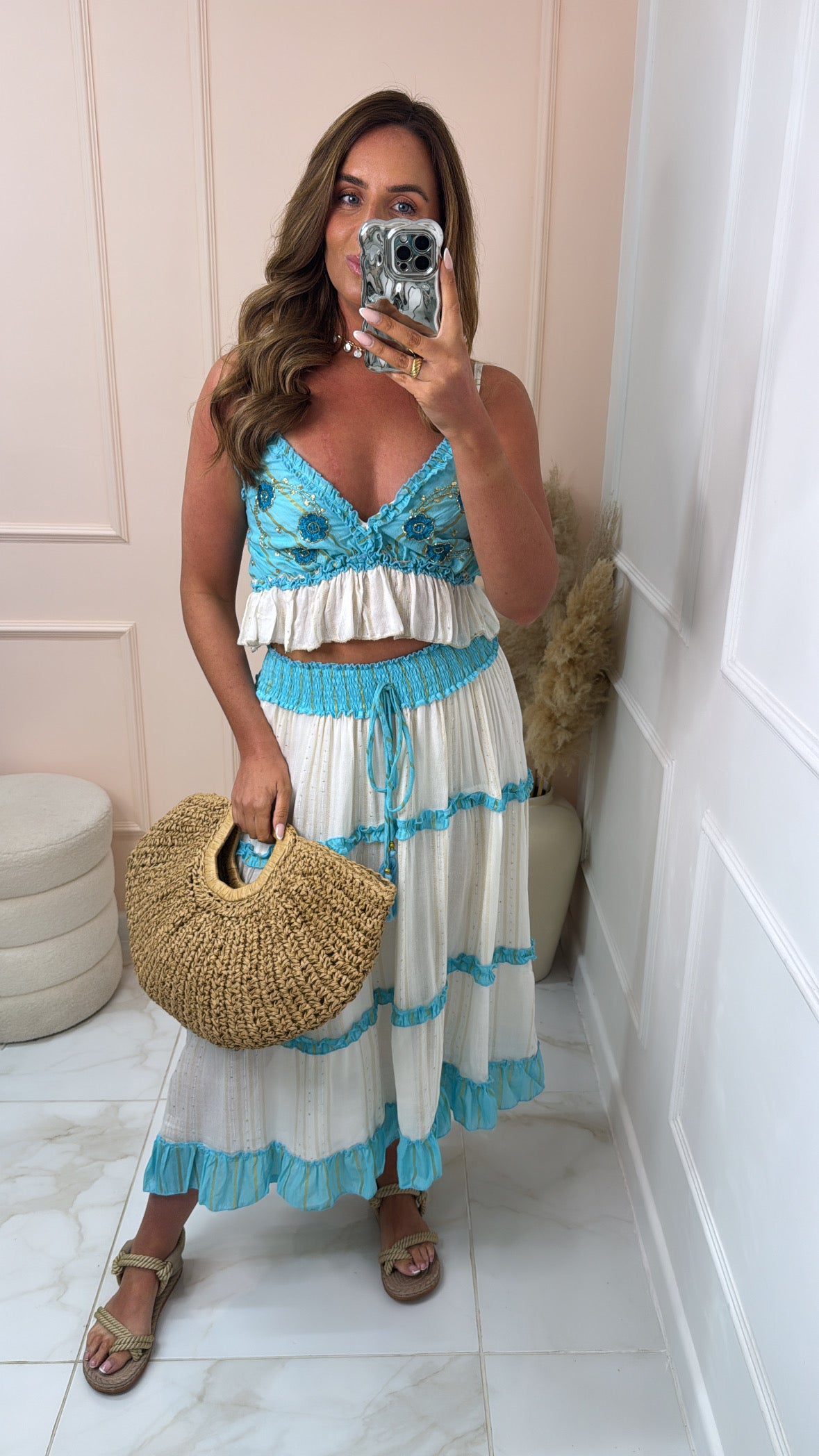 PHILLIPA turquoise gypsy skirt co-ord