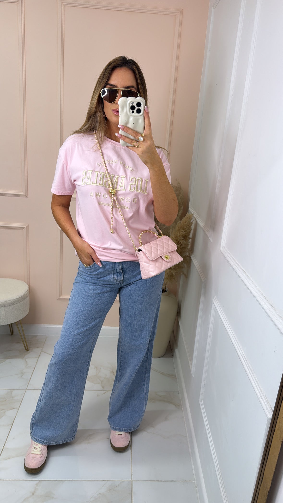 EDEN pink los angeles embroidered tshirt