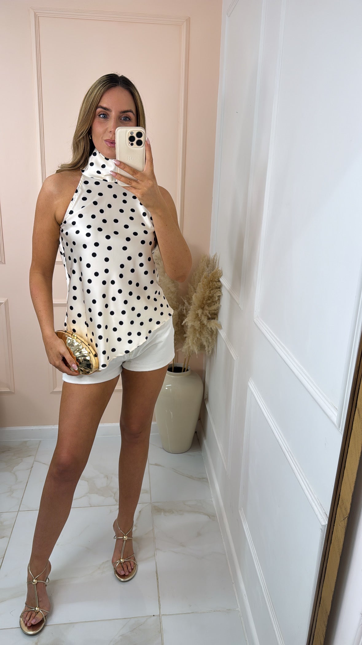 JESSIE cream polka dot asymmetric top