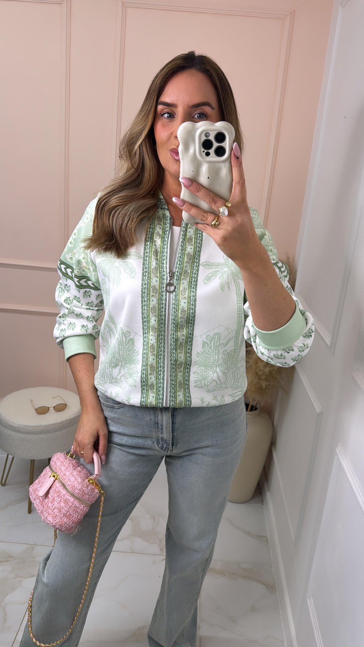 DARYL mint printed bomber jacket